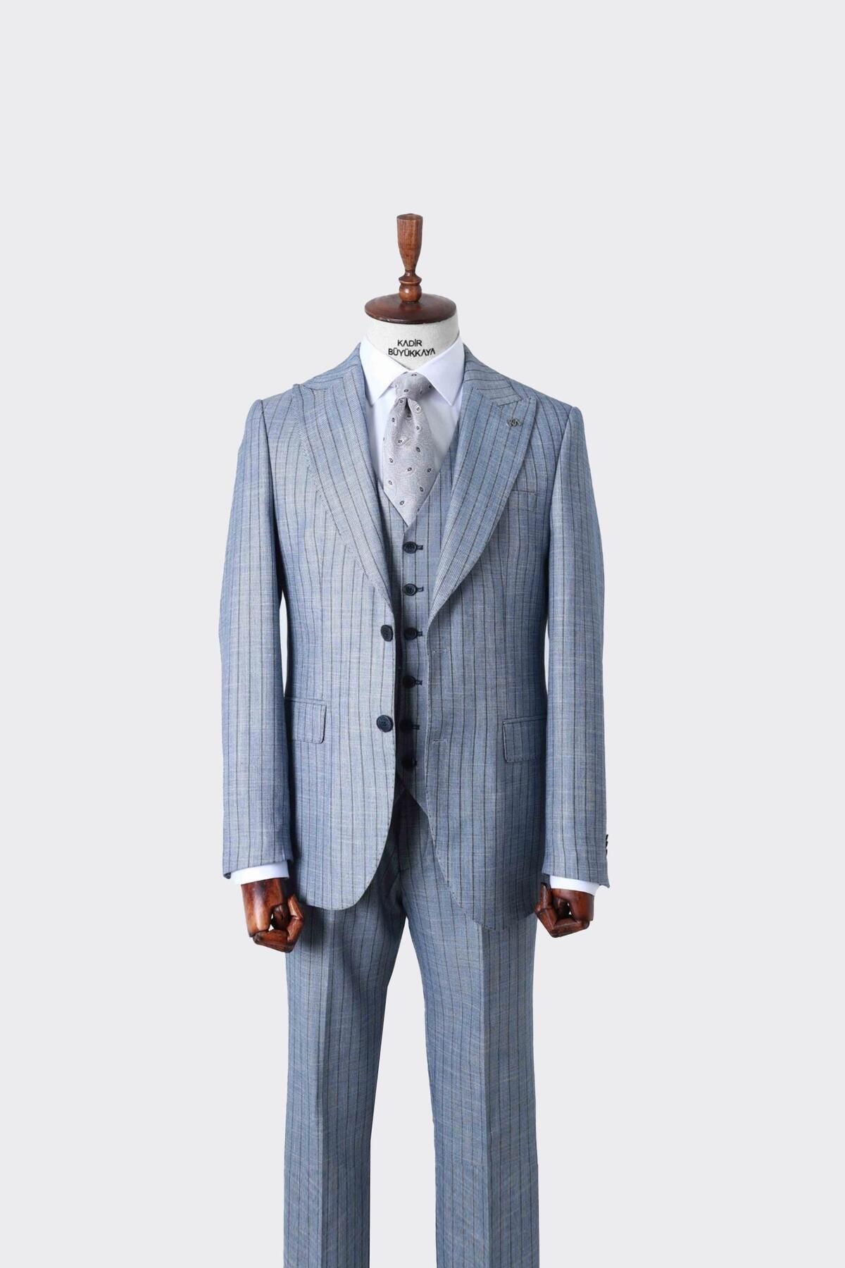 Kadir Büyükkaya Şık Ve Rahat Yelekli Erkek Takım Elbise - Slim Fit Dört Mevsim Kullanılabilir-kaw1038s