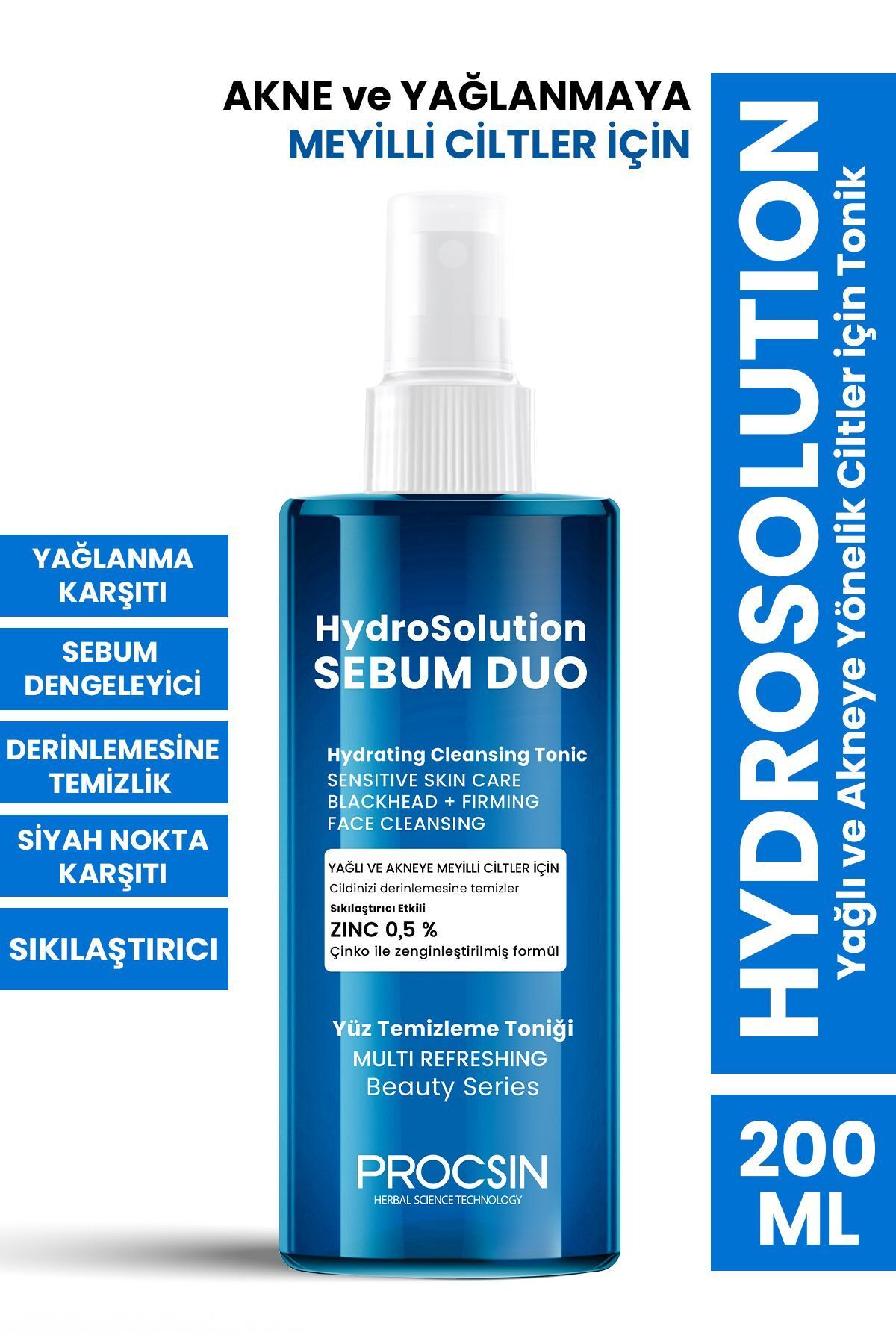 PROCSIN تونیک ضد جوش Hydrosolution Tonic برای پوست های چرب و مستعد آکنه 200 میل