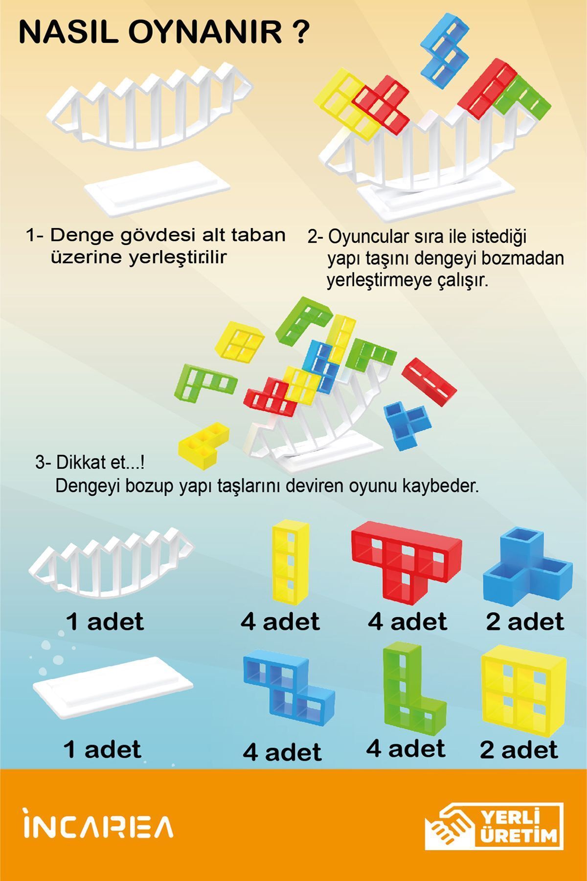 İNCAREA Tetra Balance / Tetra Kule Denge Oyuncağı Eğitici Kutu Oyuncak Tetris Kule Tetra Tower fotoğrafı 3 (önizleme)