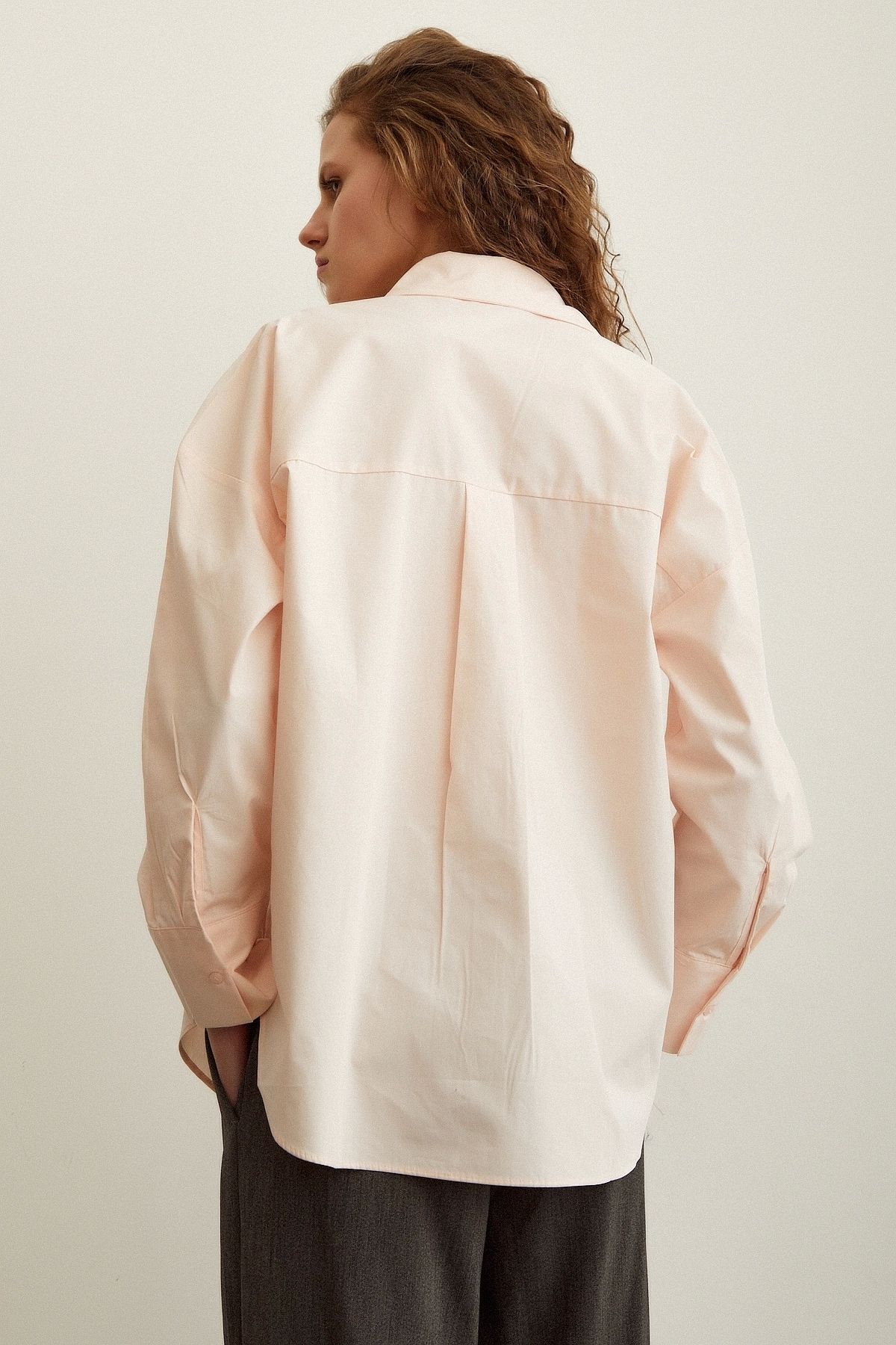 Never more-Cotton Textured Poplin Shirt Powder 6