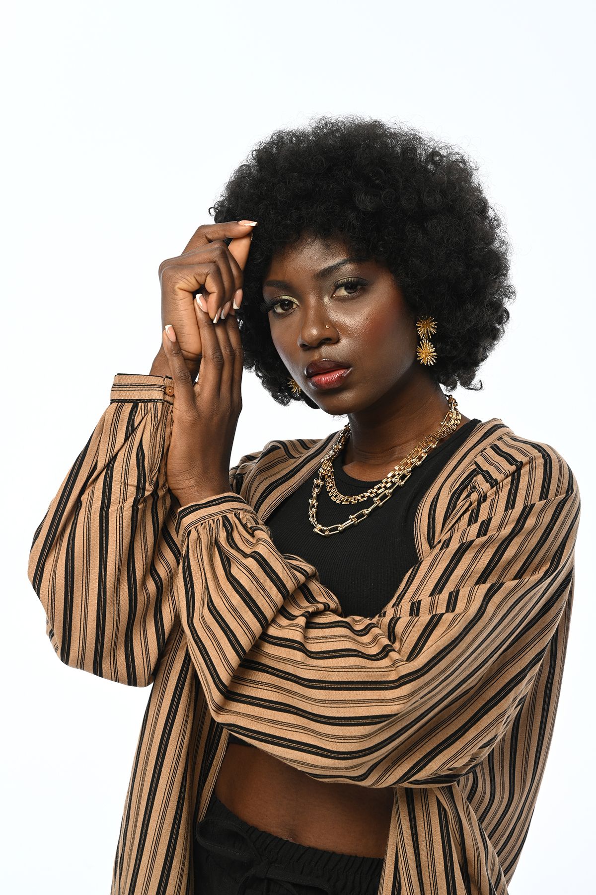 Orfeo Negro-Oversize Women's Striped Kimono 2