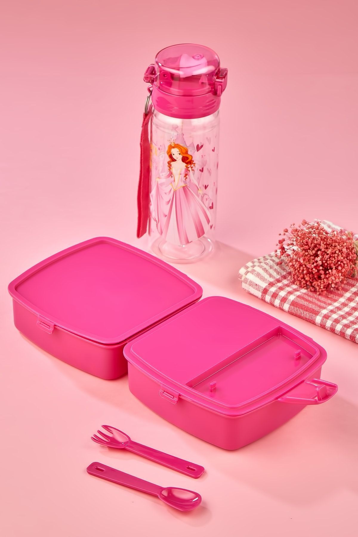 OPTİZON PRENSES 2'Lİ SET KARE PRENSES BESLENME KUTUSU ve ELSA PRENSES SULUK MATARA fotoğrafı 3 (önizleme)