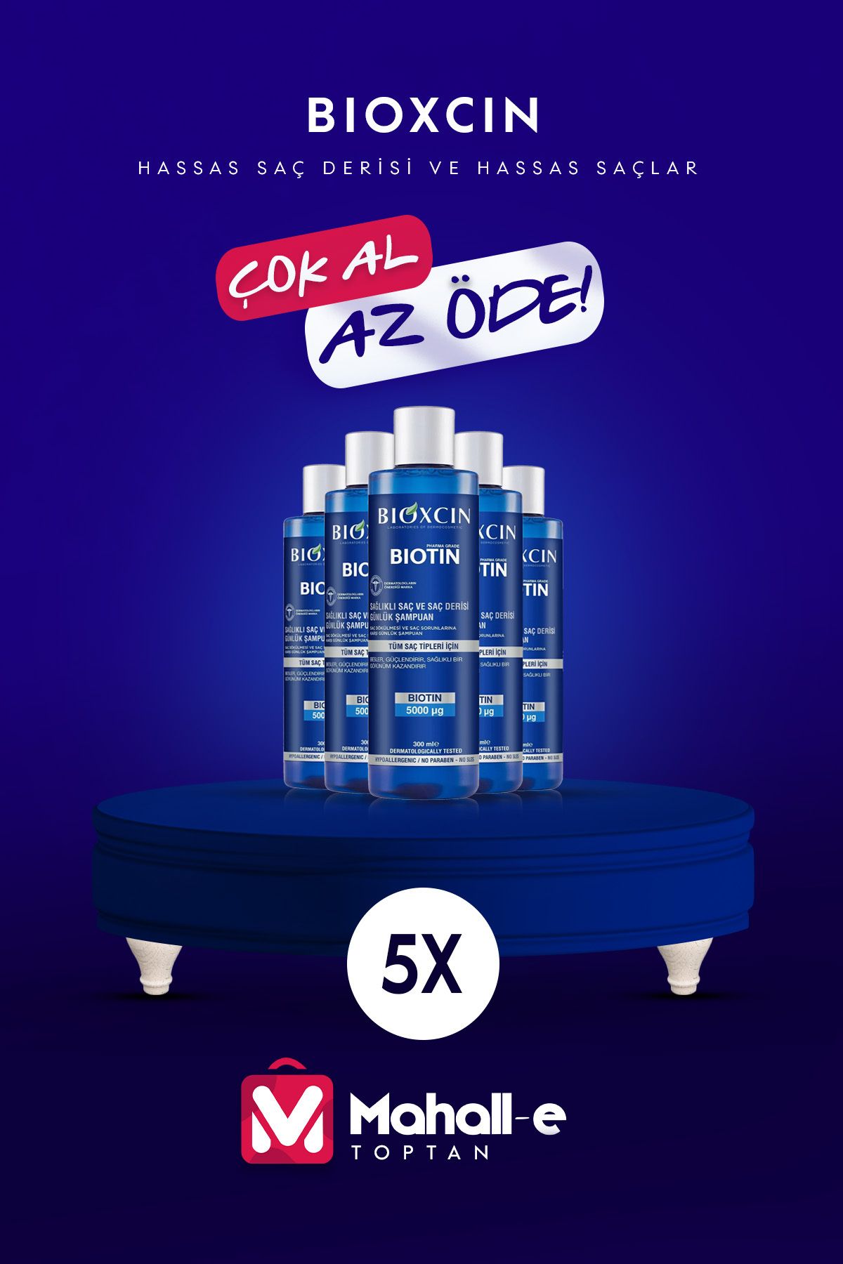 Bioxcin-Biotin Shampoo 300 Ml - 5 Pack Sensitive Scalp 1