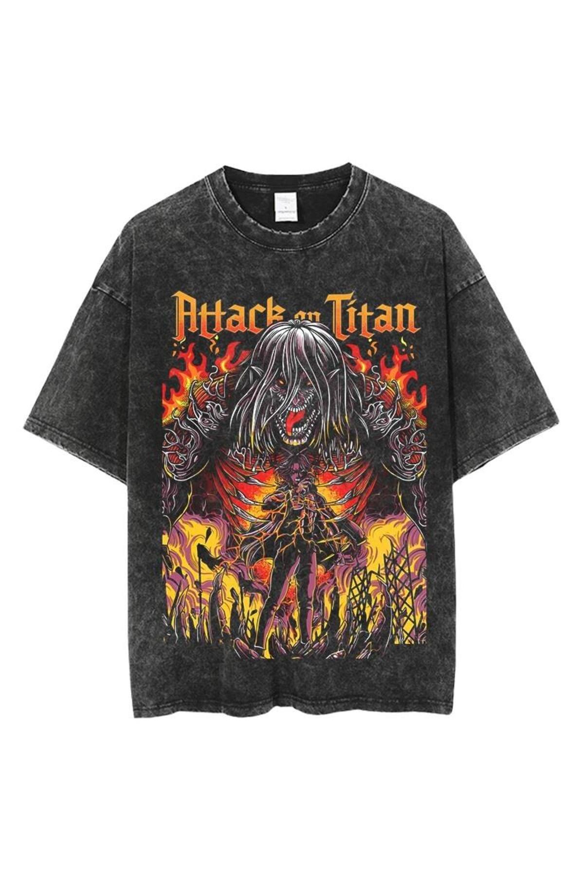 Maglietta Anime Attack On Titan - Oversize, Stampa Fronte-Retro, Polycotton, Unisex, Maniche Corte - Foto 8