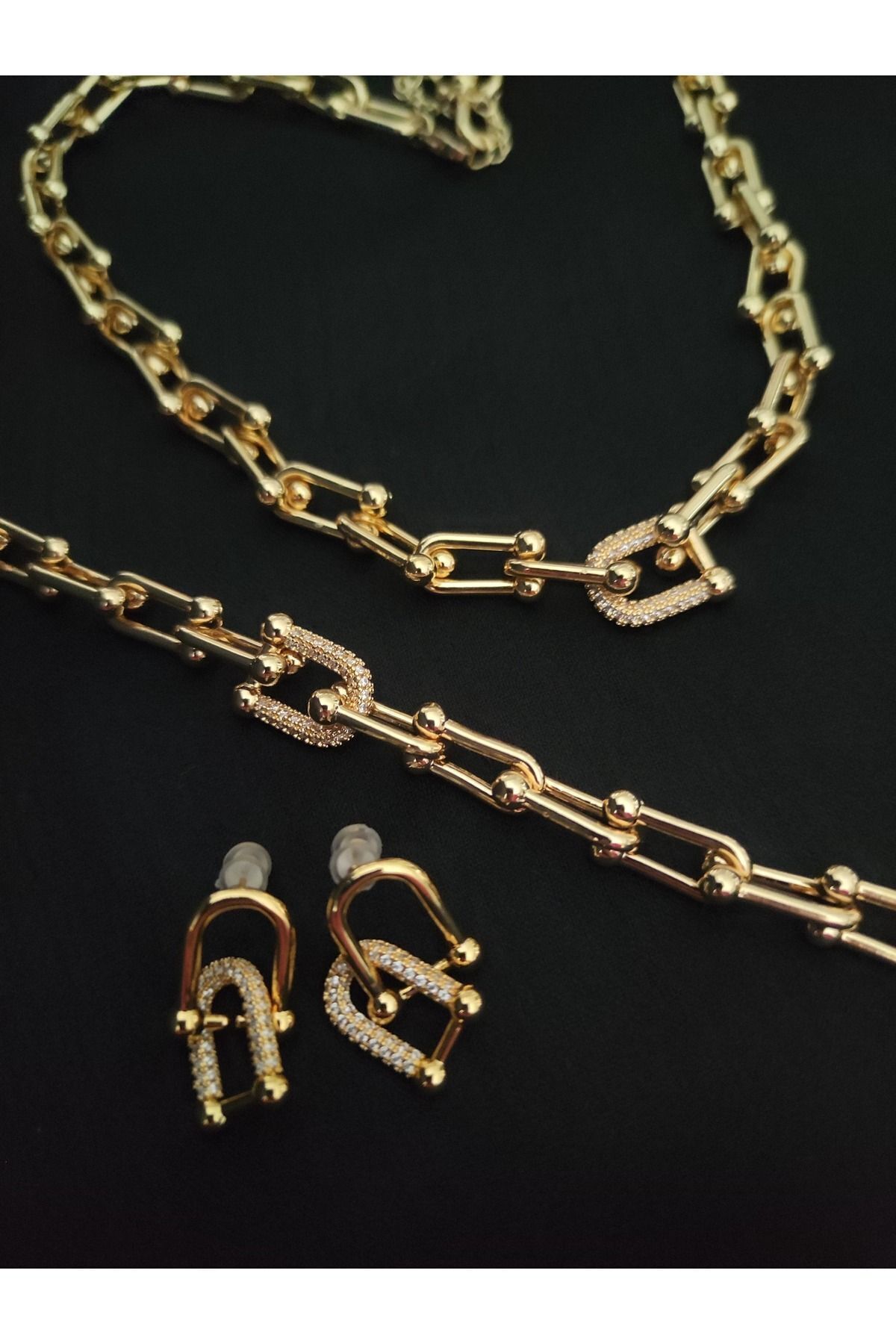 NİEL AKSESUAR 316L Çelik Tiffany Gold Set