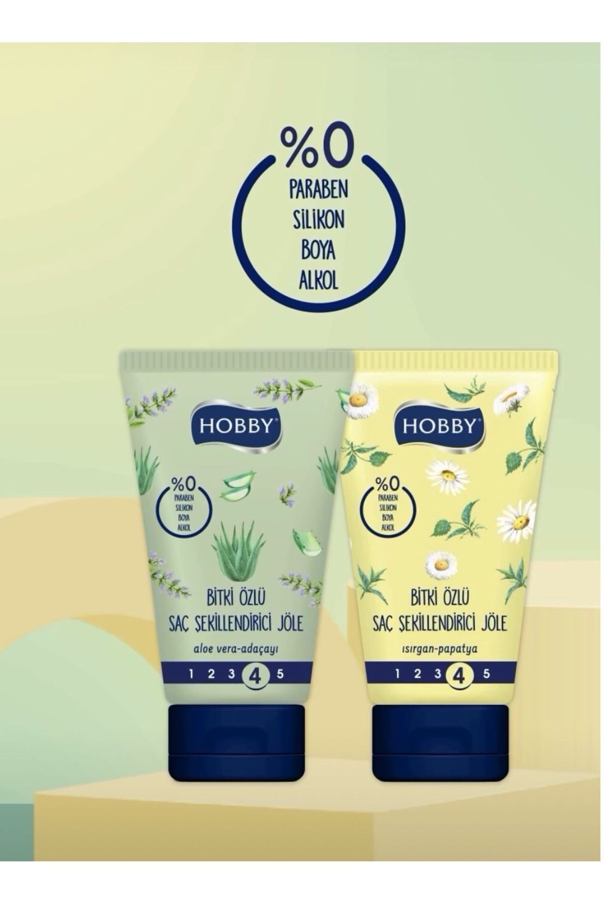 Hobby Bitki Özlü Saç Şekillendirici Jöle 150 ml X 2 Aloe Vera Adaçayı Özlü Ve Isırgan Papatya Özlü