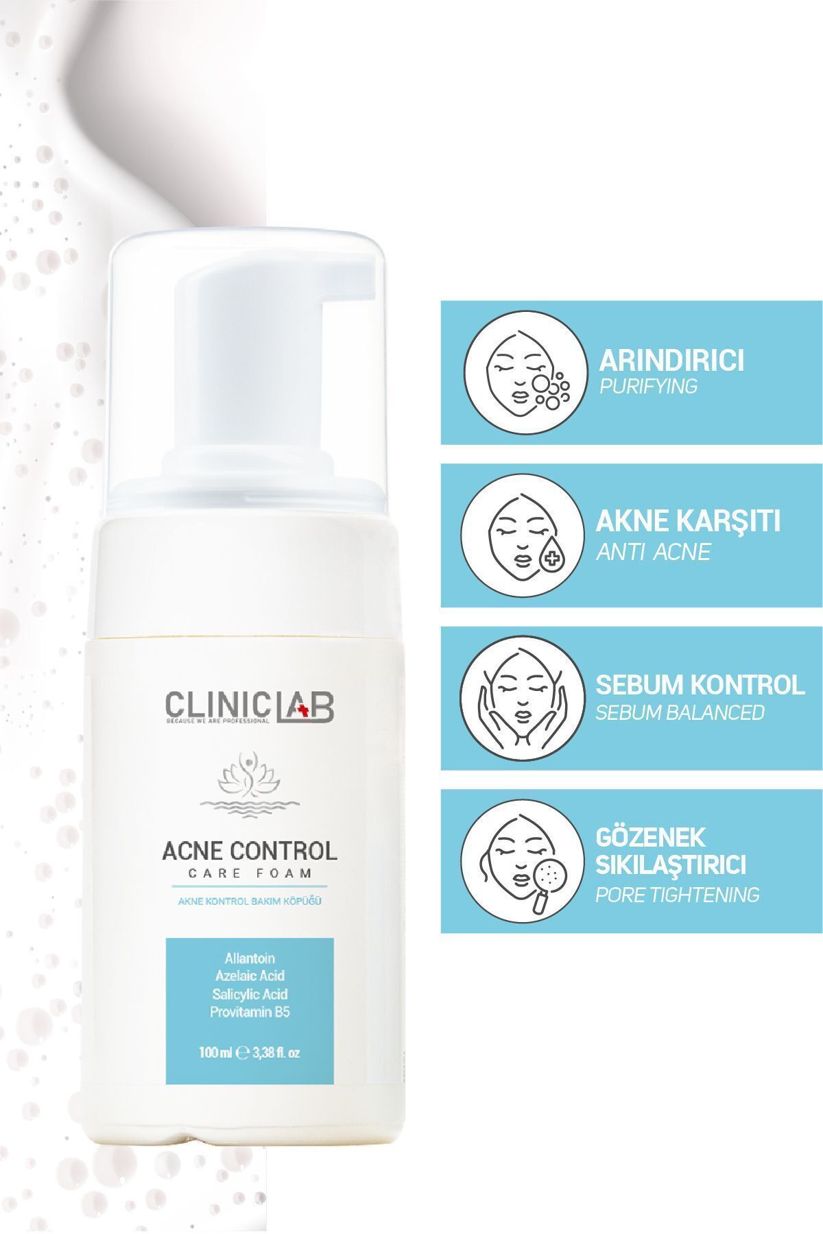 فوم پاک کننده صورت برای پوست های مستعد آکنه 100 میلی لیتر Cliniclab