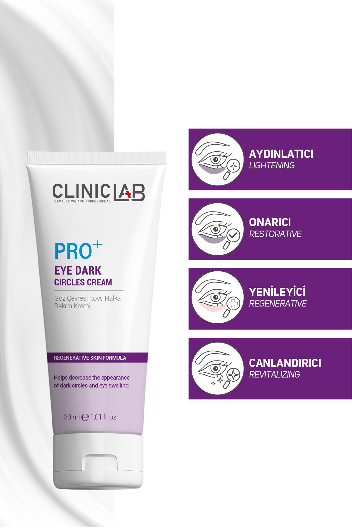 کرم روشن کننده و ترمیم کننده زیر چشم 30 میلی لیتر Cliniclab