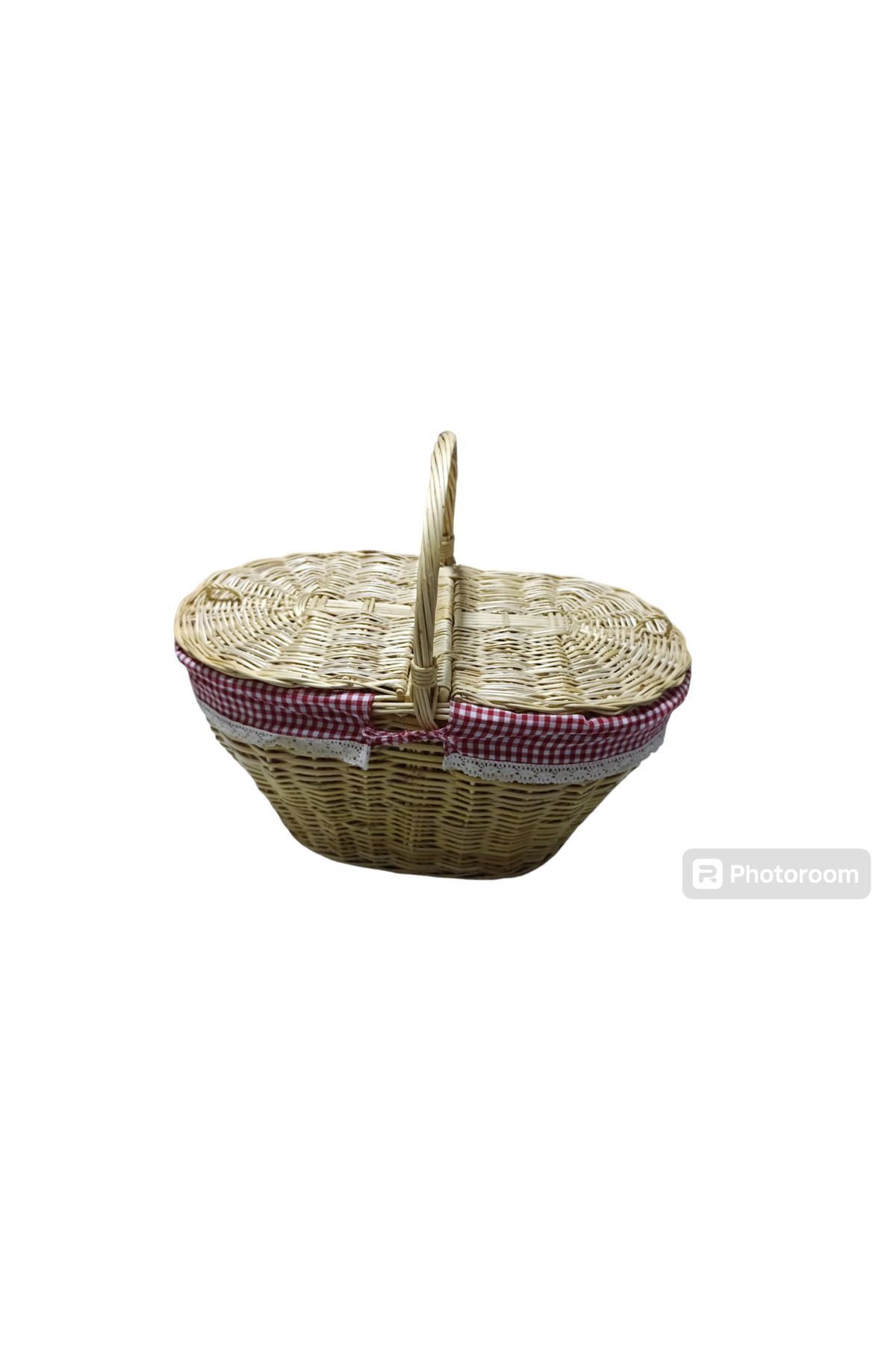Hasır Oval Kapaklı Piknik Sepeti 3