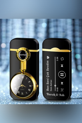 İŞTE BU Kişiye Özel İsimli ve Şarkılı Metal Rüzgar Geçirmez Saatli Gazlı Tasa...