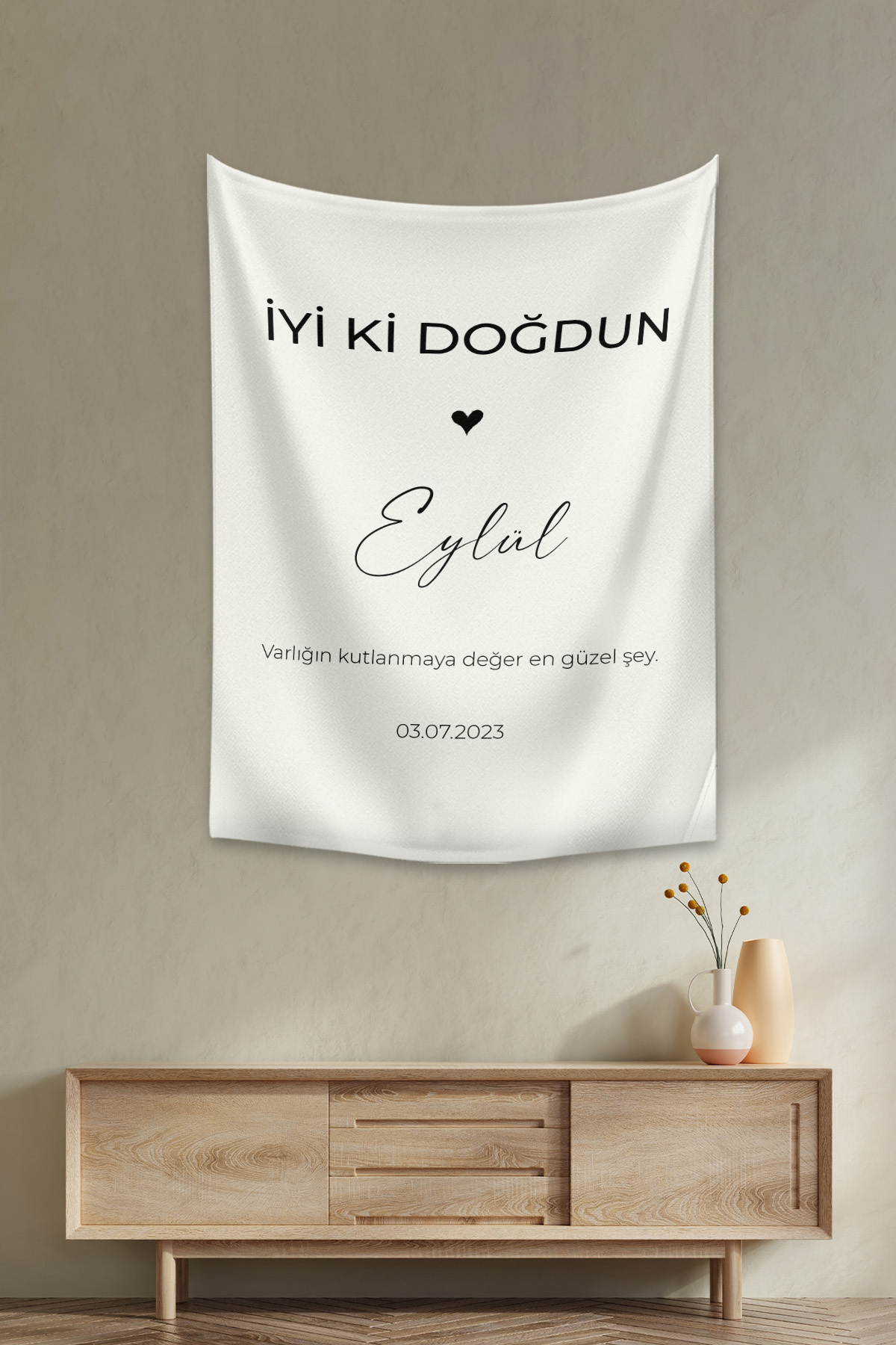 Vagonik Kişiye Özel Doğum Günü Happy Birthday Duvar Örtüsü Duvar Halısı Birinci Kalite Kumaş