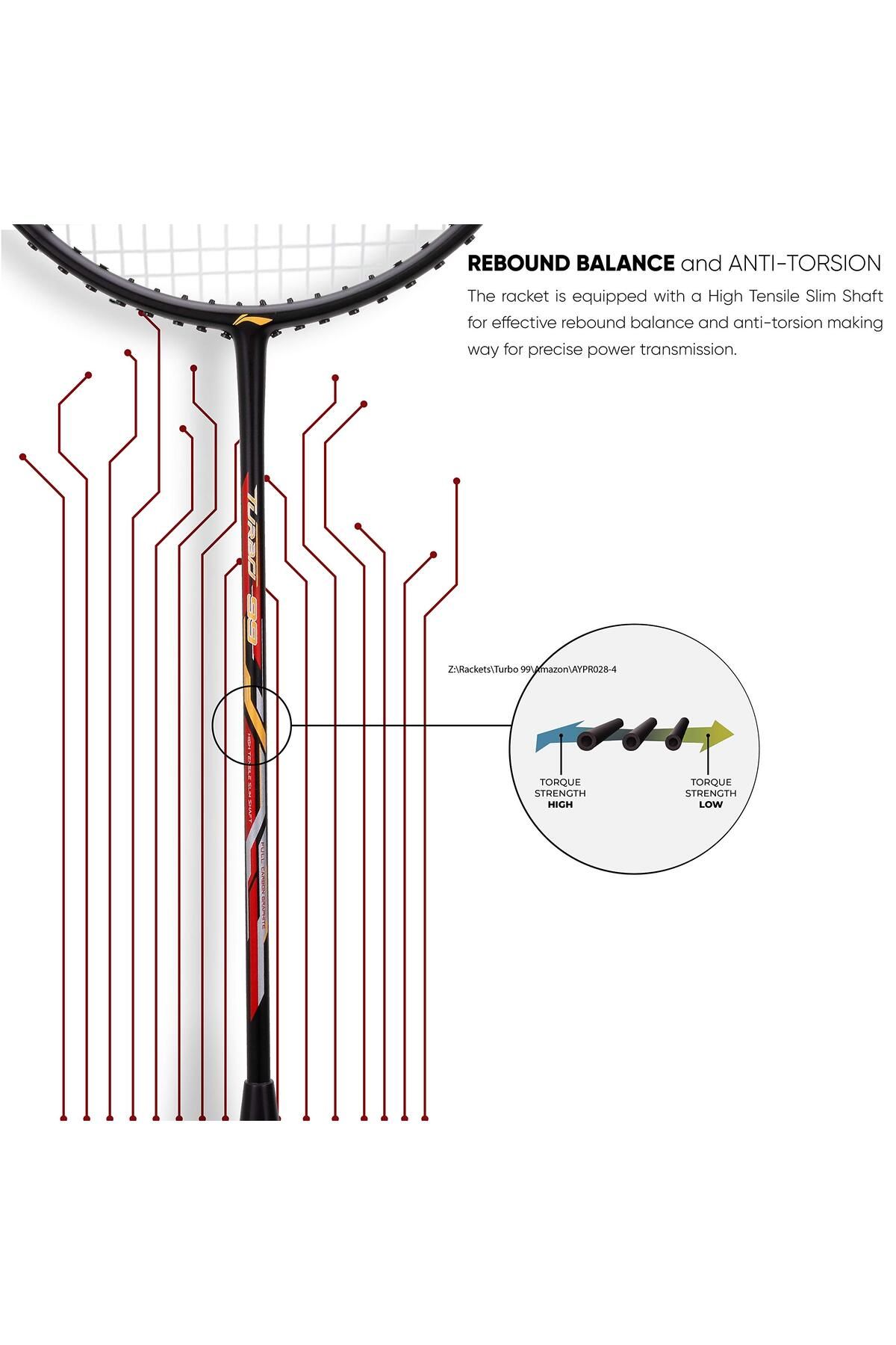 Li-Ning-Turbo 99 Carbon Fibre Unstrung Badminton Racket with Full Racket Cover 4