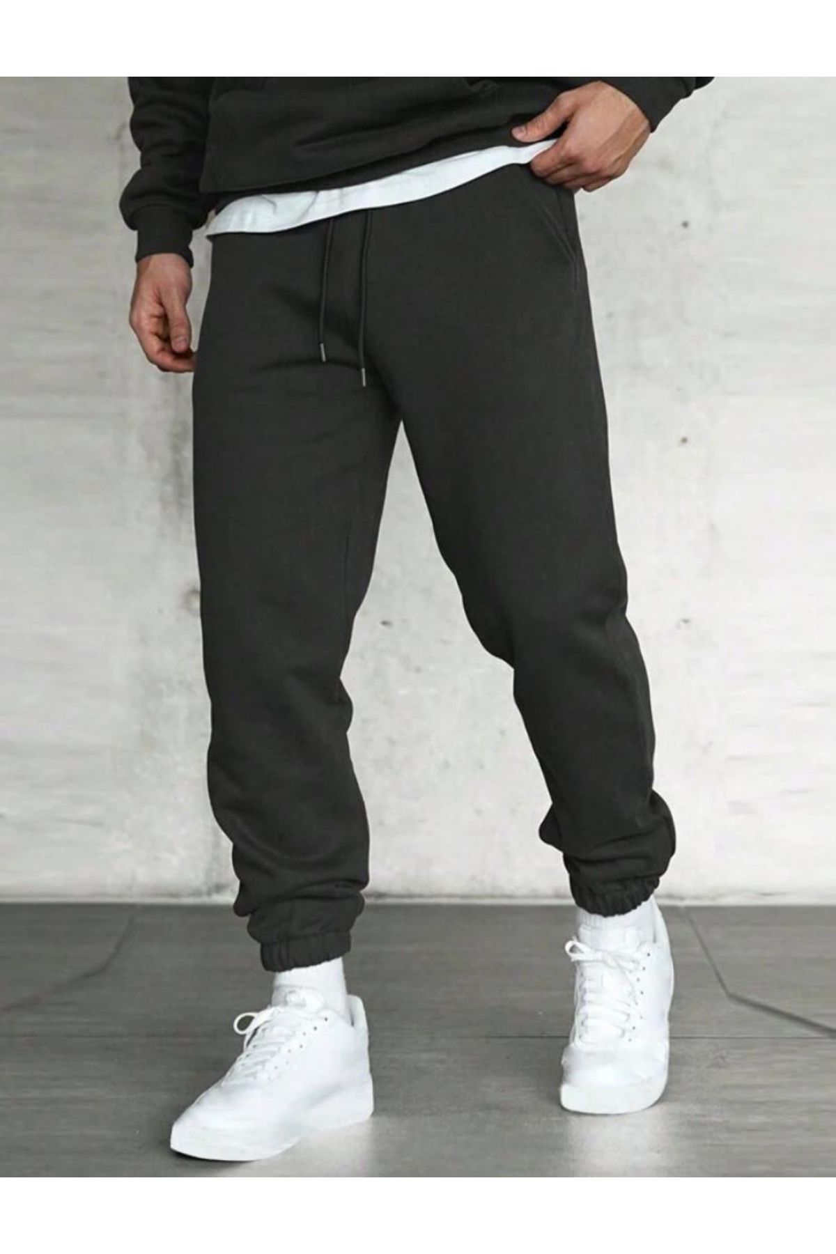pantalon de survêtement dhiver à capuche noir pour hommes