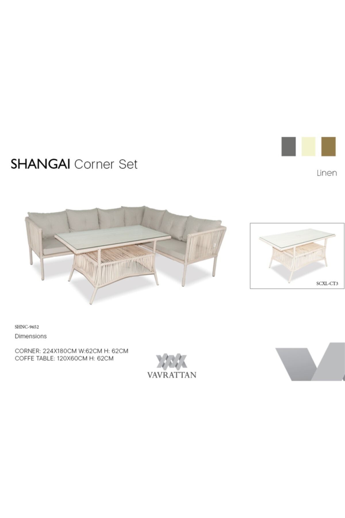 Shangai Rattan Köşe Takımı Keten