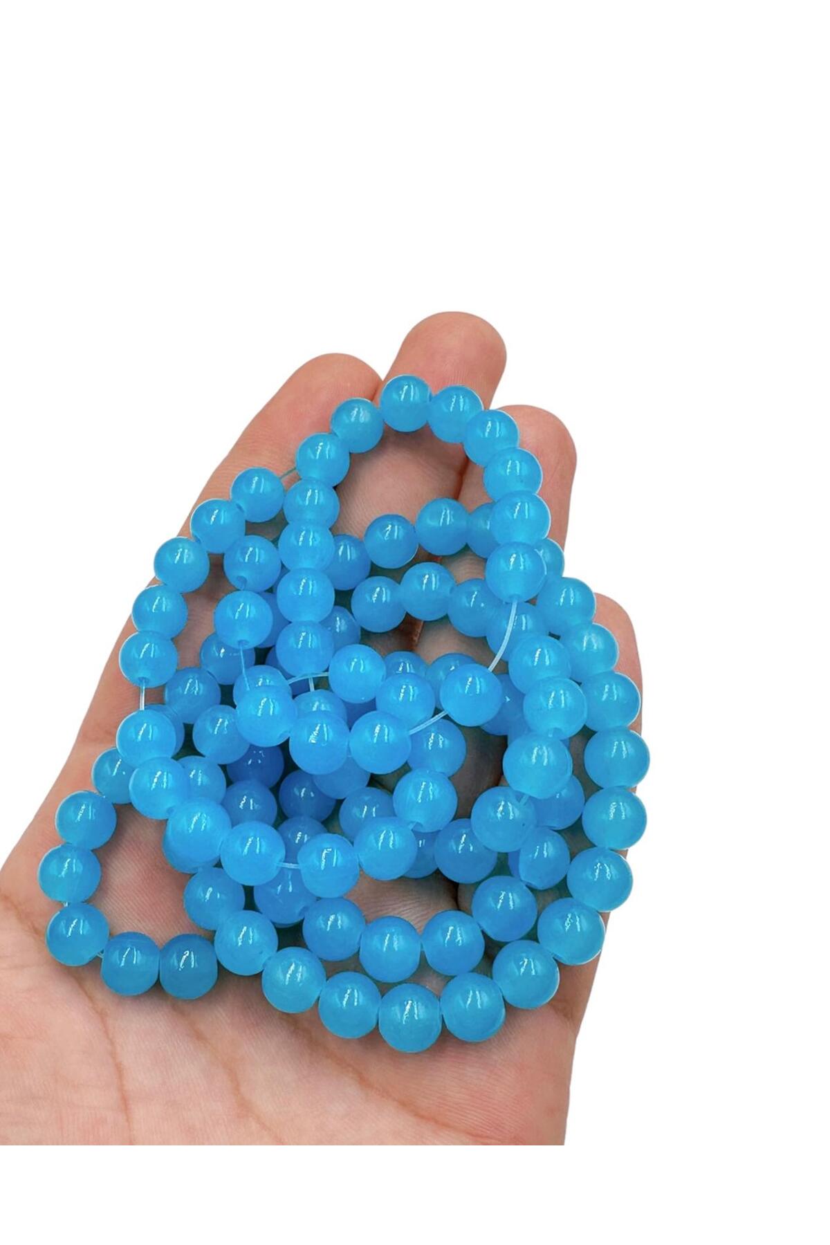 Ebruli Boncuk 8 mm Cam Boncuk Tesbih Aksesuar Boncuk Bead (2 Dizi)