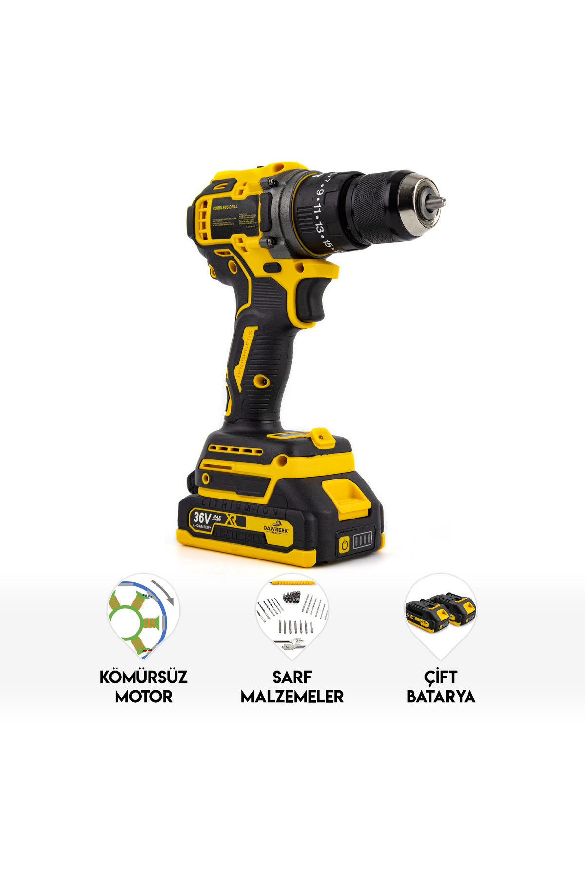 Dawreek 10mm Yellow Kömürsüz Vidalama