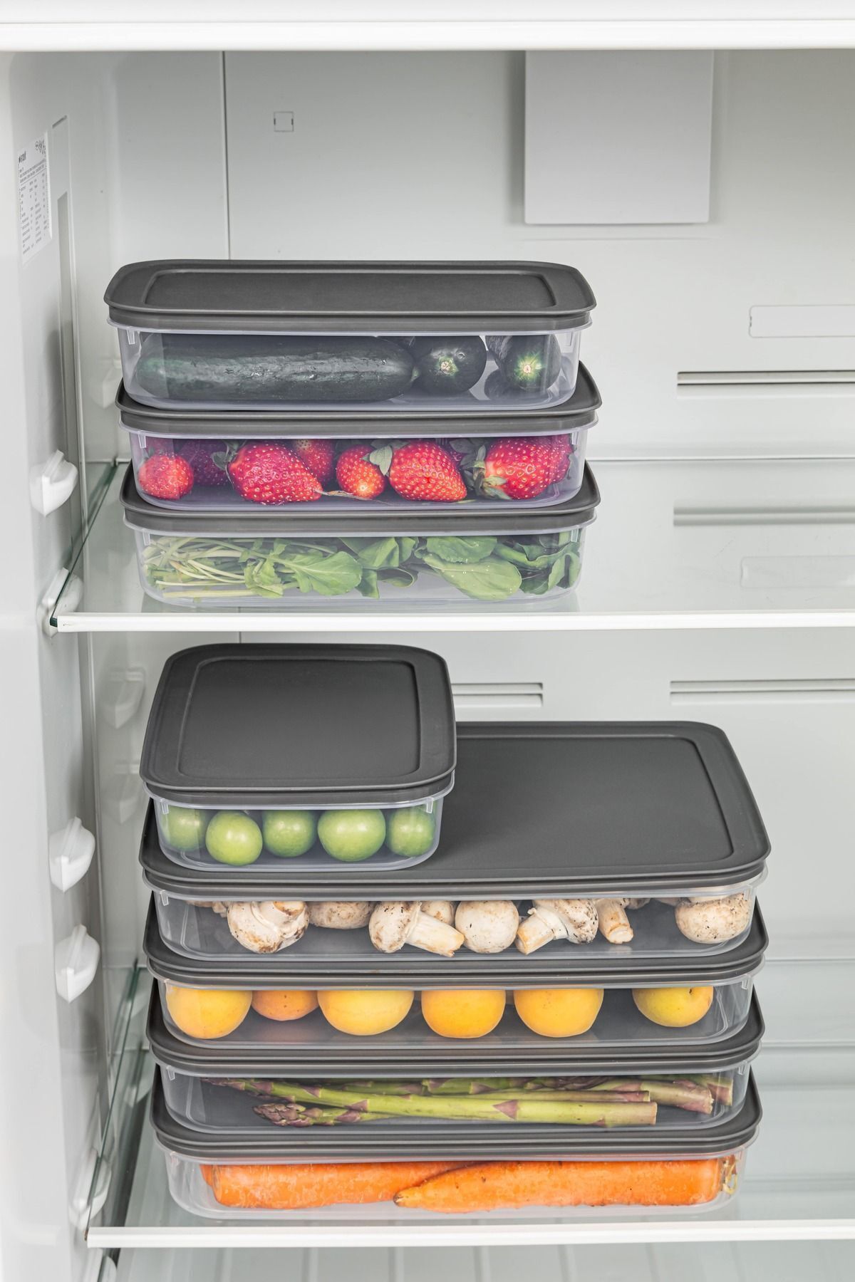 Stile Cucina-8 Pieces of Organizer with Doors - 4X2600 ml Refrigerator and Freezer 4X1300 ml Anthracite 4