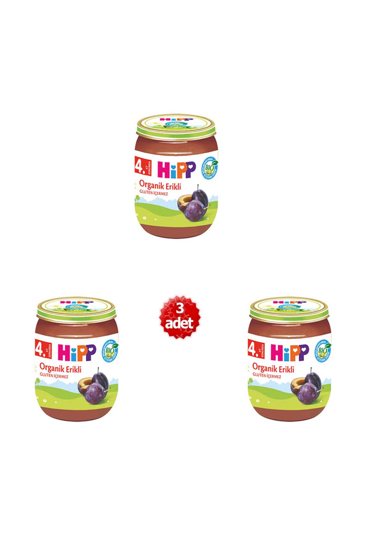 Hipp Organik x 3 Adet Erikli Püresi 125gr