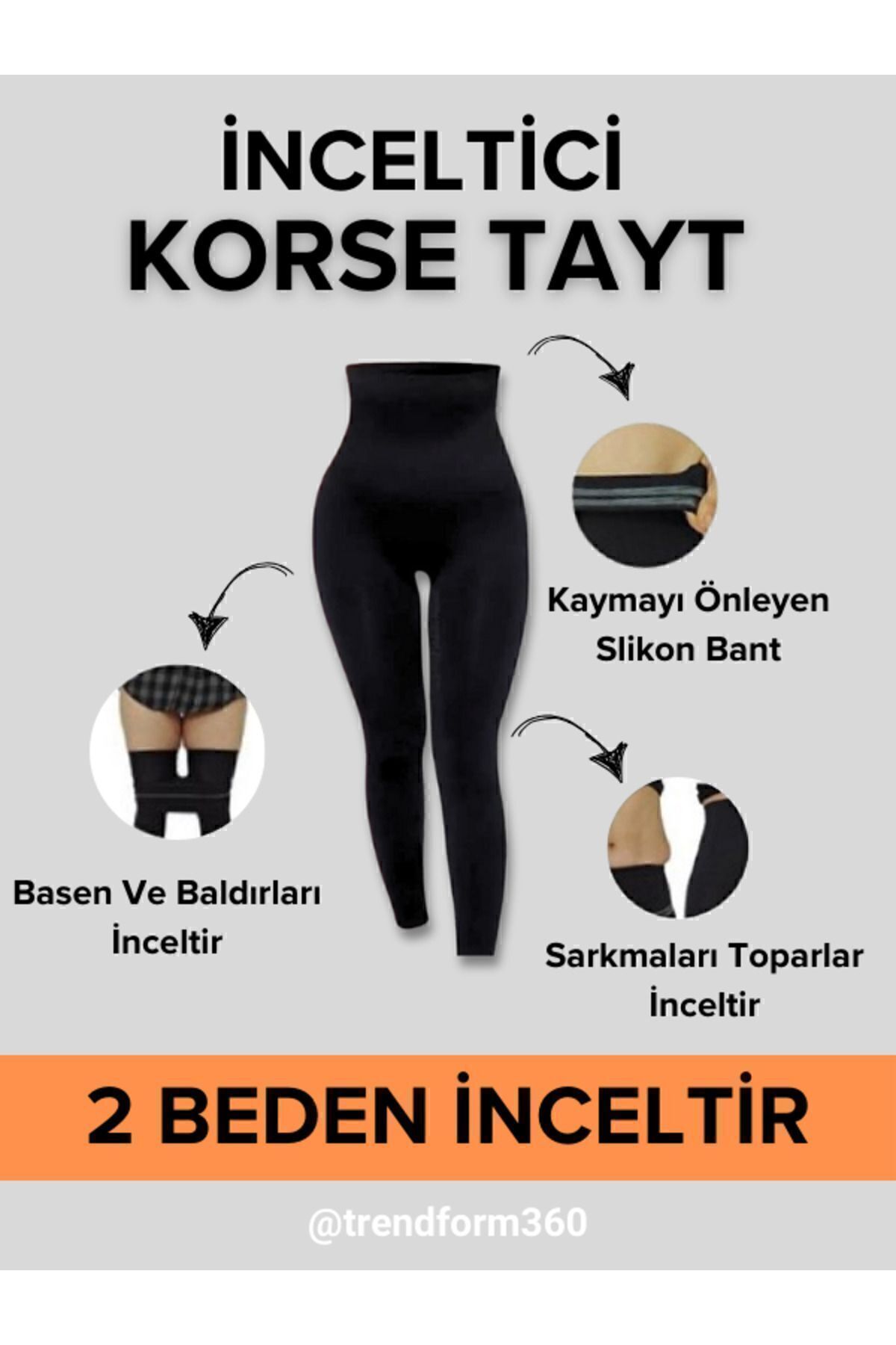 trendform360 Sıkılaştırıcı Lazer Kesim Yüksek Bel Toparlayici Korse Tayt Kadin Giyim görsel 2