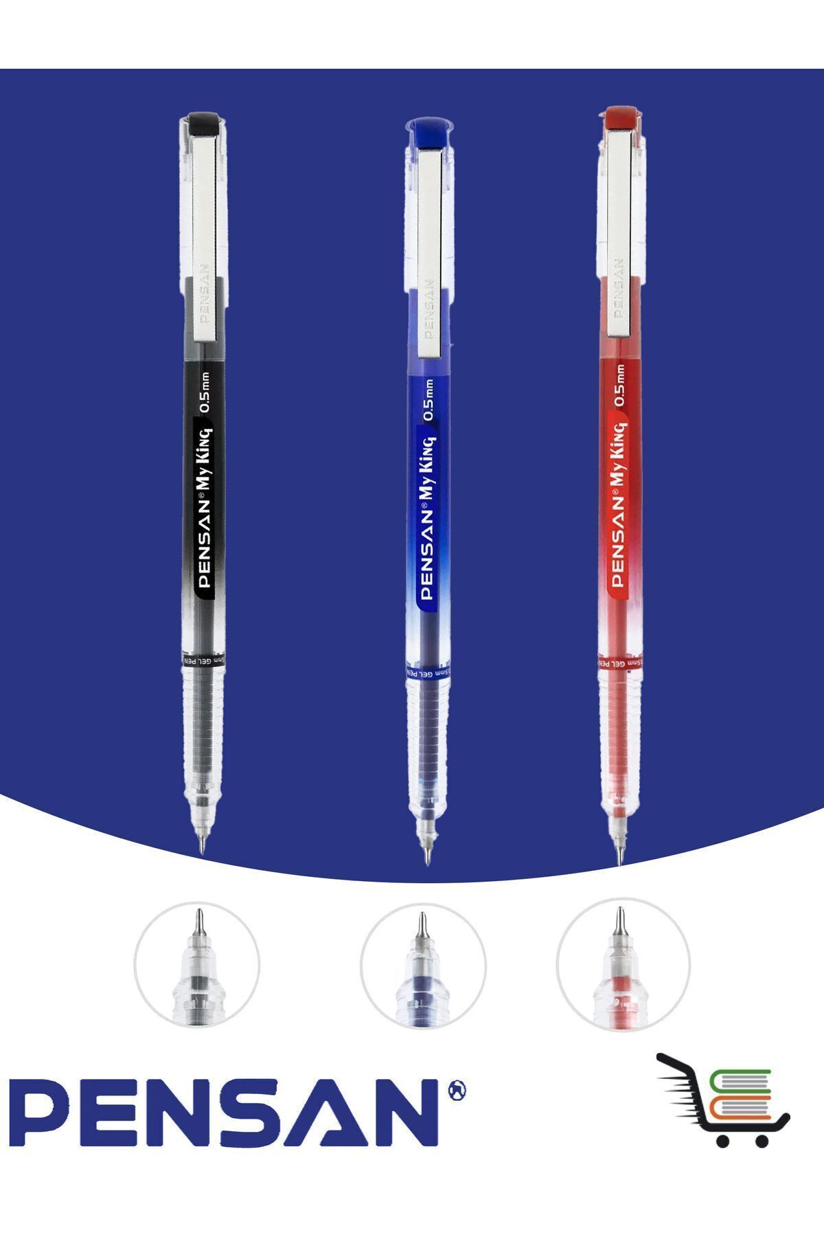 Pensan My King Jel Kalem Siyah-mavi-kırmız