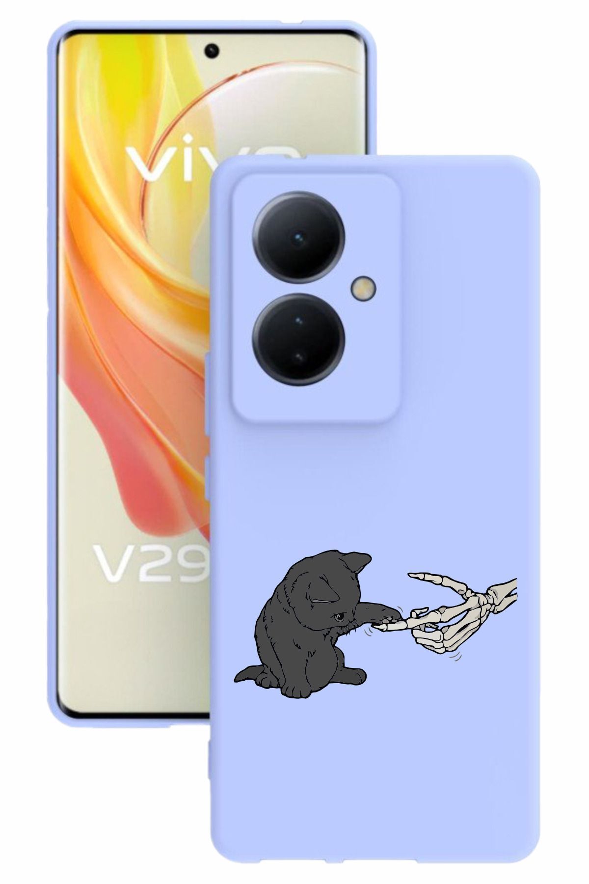 vivo V29 Lite 5g Uyumlu Baskılı Ve Kamera Korumalı Lila Renk Silikon Kılıf