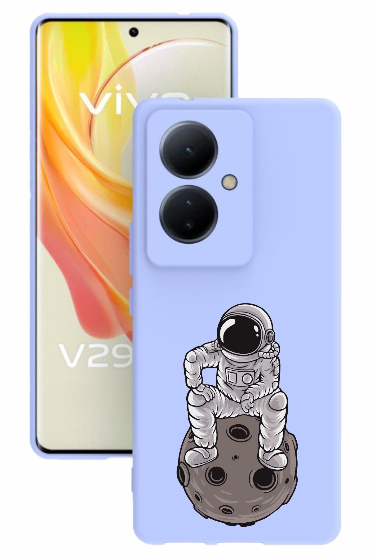 vivo V29 Lite 5g Uyumlu Baskılı Ve Kamera Korumalı Lila Renk Silikon Kılıf