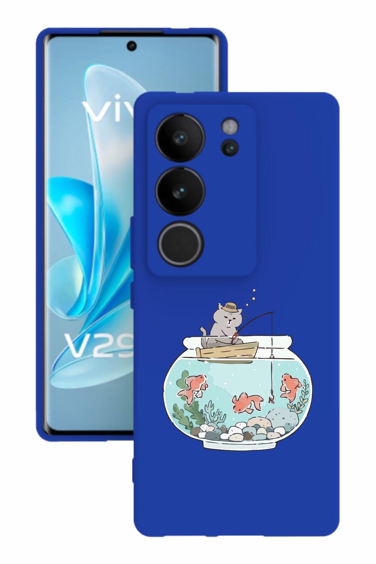vivo V29 Uyumlu Mavi Renk Tasarımlı Silikon Kılıf