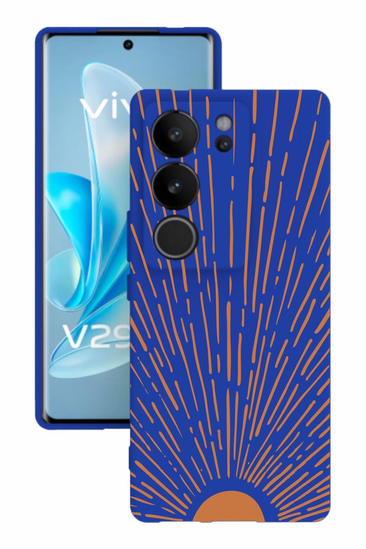vivo V29 Uyumlu Baskılı Ve Kamera Korumalı Mavi Renk Silikon Kılıf