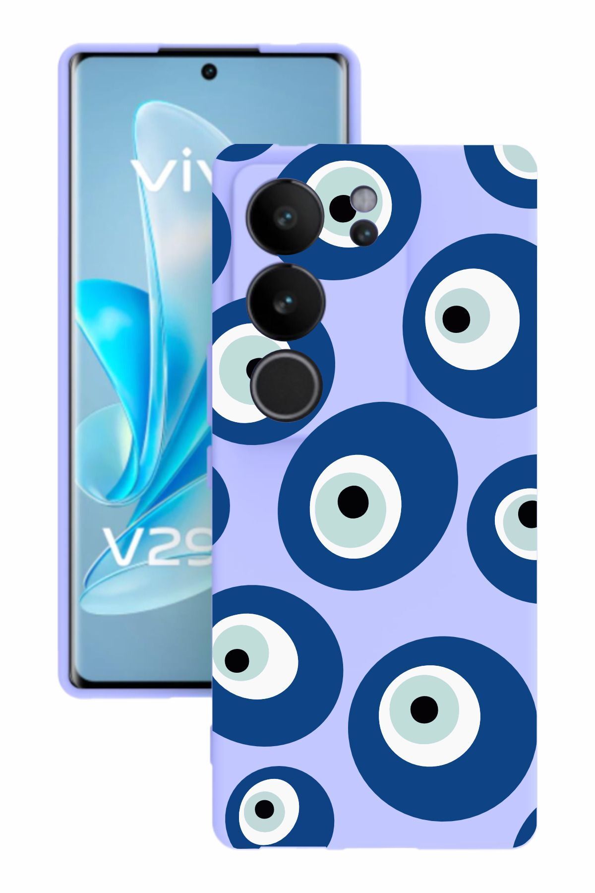 vivo V29 Uyumlu Baskılı Ve Kamera Korumalı Lila Renk Silikon Kılıf
