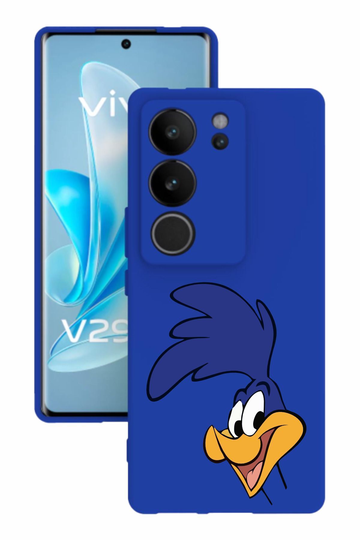 vivo V29 Uyumlu Baskılı Ve Kamera Korumalı Mavi Renk Silikon Kılıf