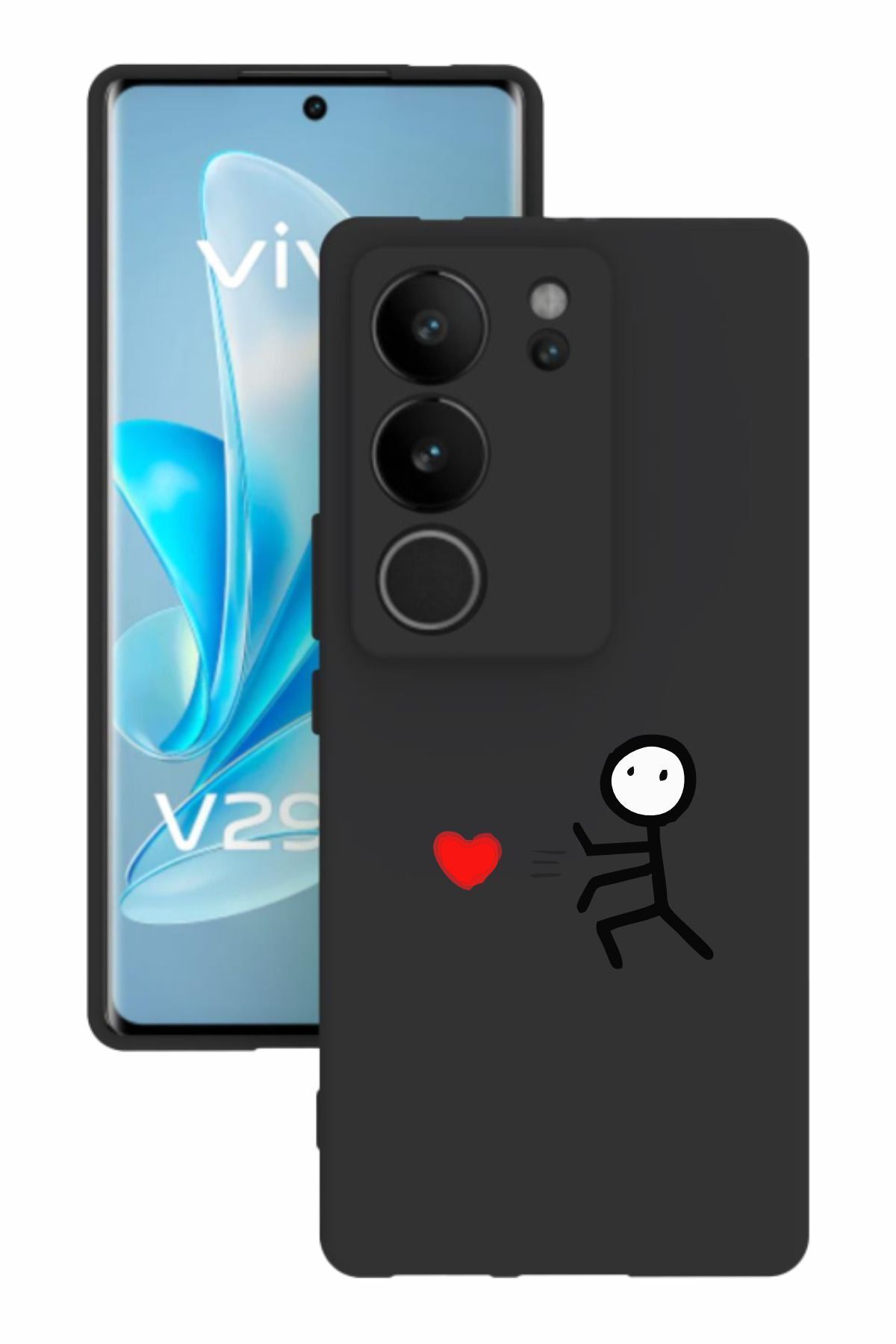 vivo V29 Uyumlu Siyah Renk Tasarımlı Silikon Kılıf