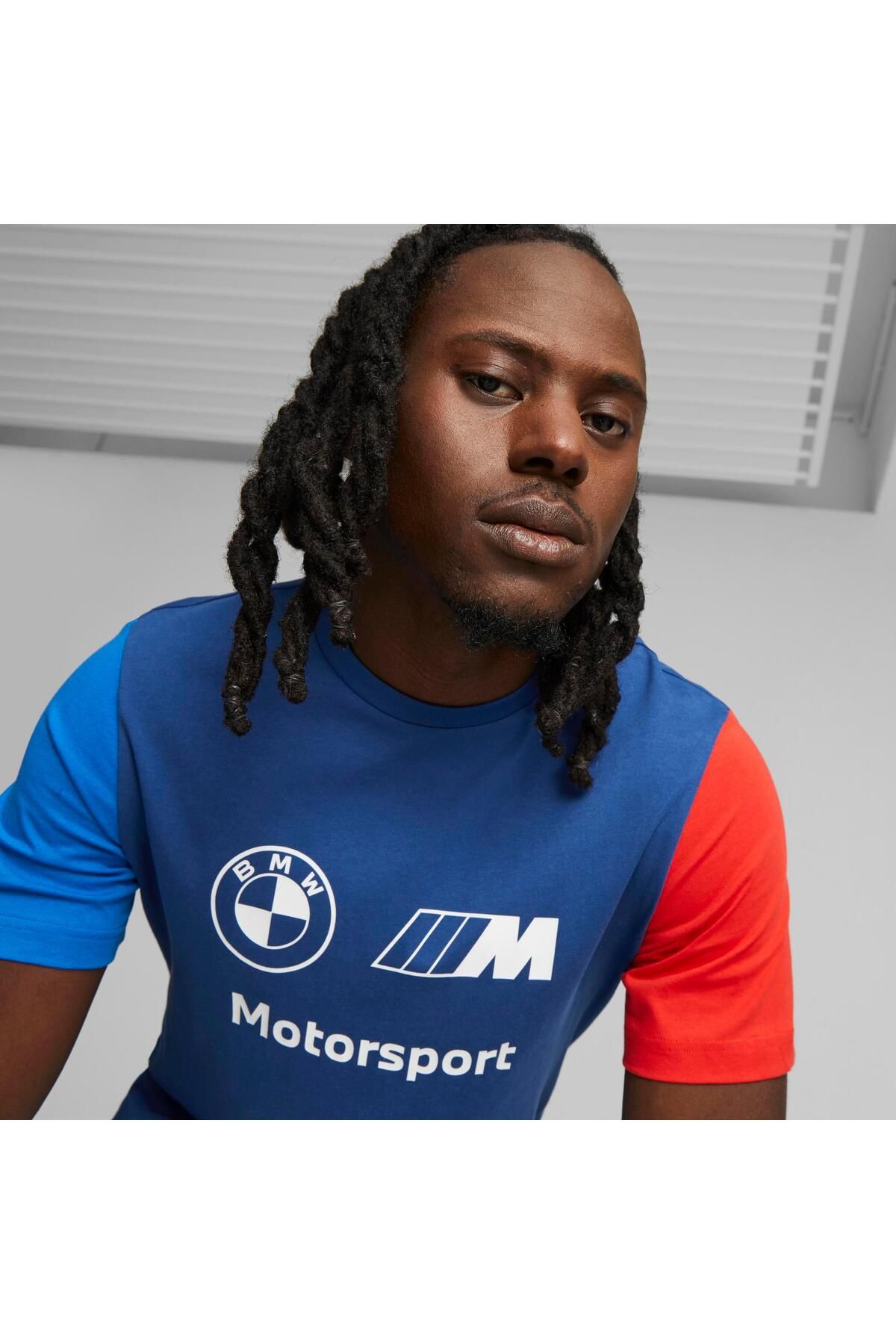 Puma Bmw Mms Ess Logo Unisex Mavi Gunluk T shirt Kad n Giyim