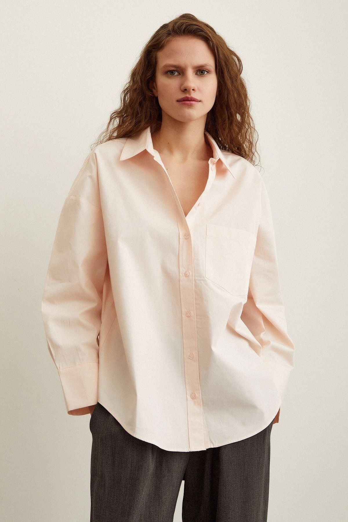 Never more-Cotton Textured Poplin Shirt Powder 2