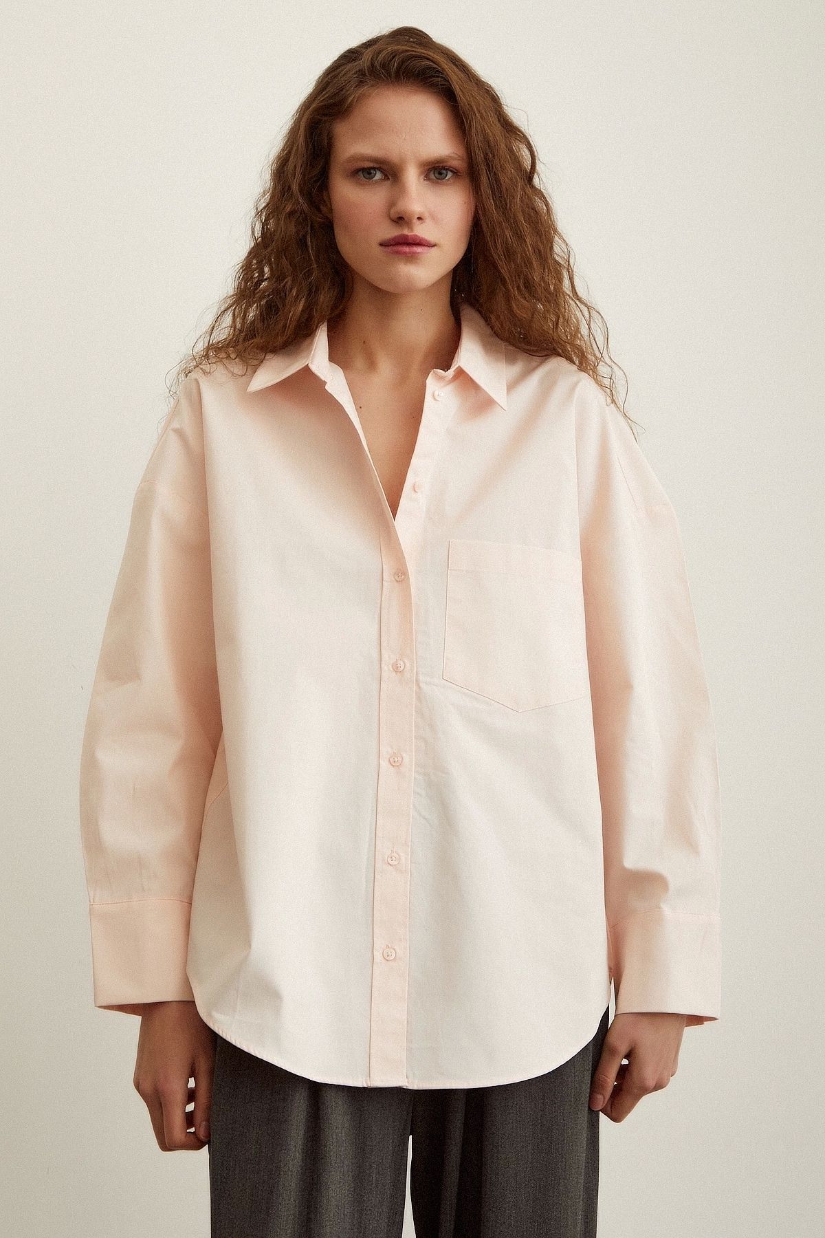 Never more-Cotton Textured Poplin Shirt Powder 4