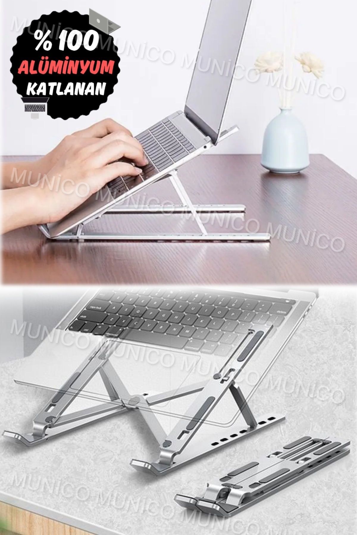 Profesyonel Kullanım İçin Ömürlük Ayarlanabilir Pro Laptop Standı Katlanır Alüminyum Dizüstü 4