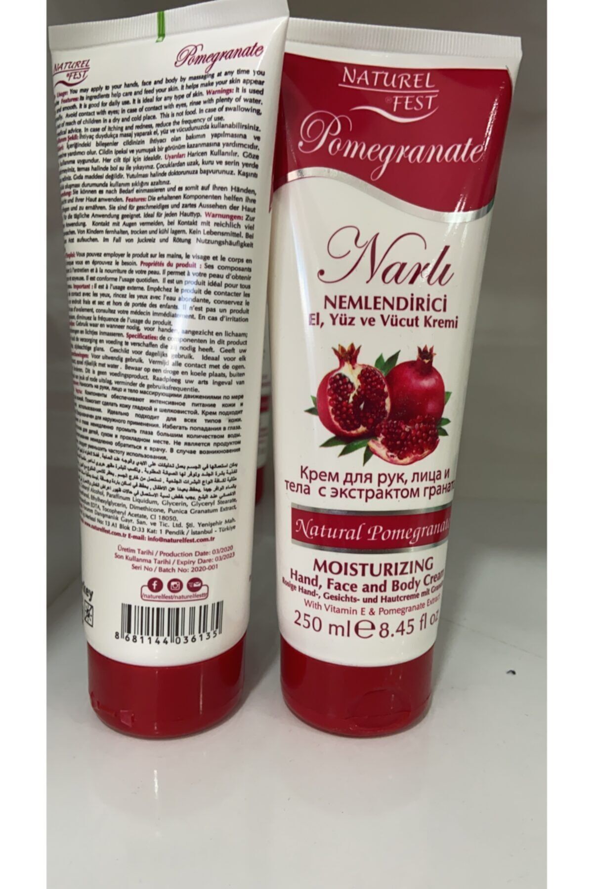 NATUREL FEST 250ml Narlı El,yüz Ve Vücut Kremi — AKIN GIDA 2550