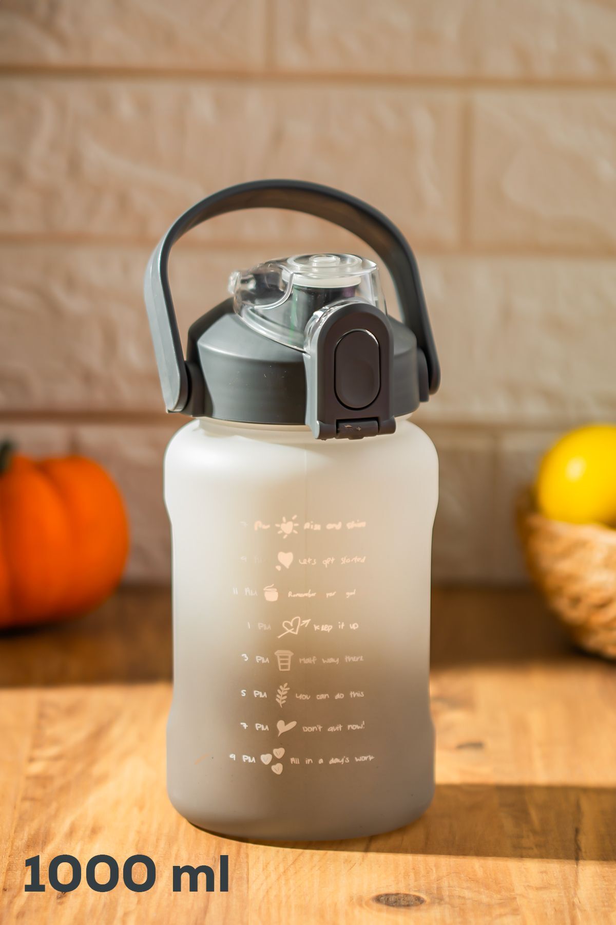 Porsima 700.114 Su Şişesi - Motivasyon Su Matarası - Plastik Renkli Spor Suluk - 1000 ml