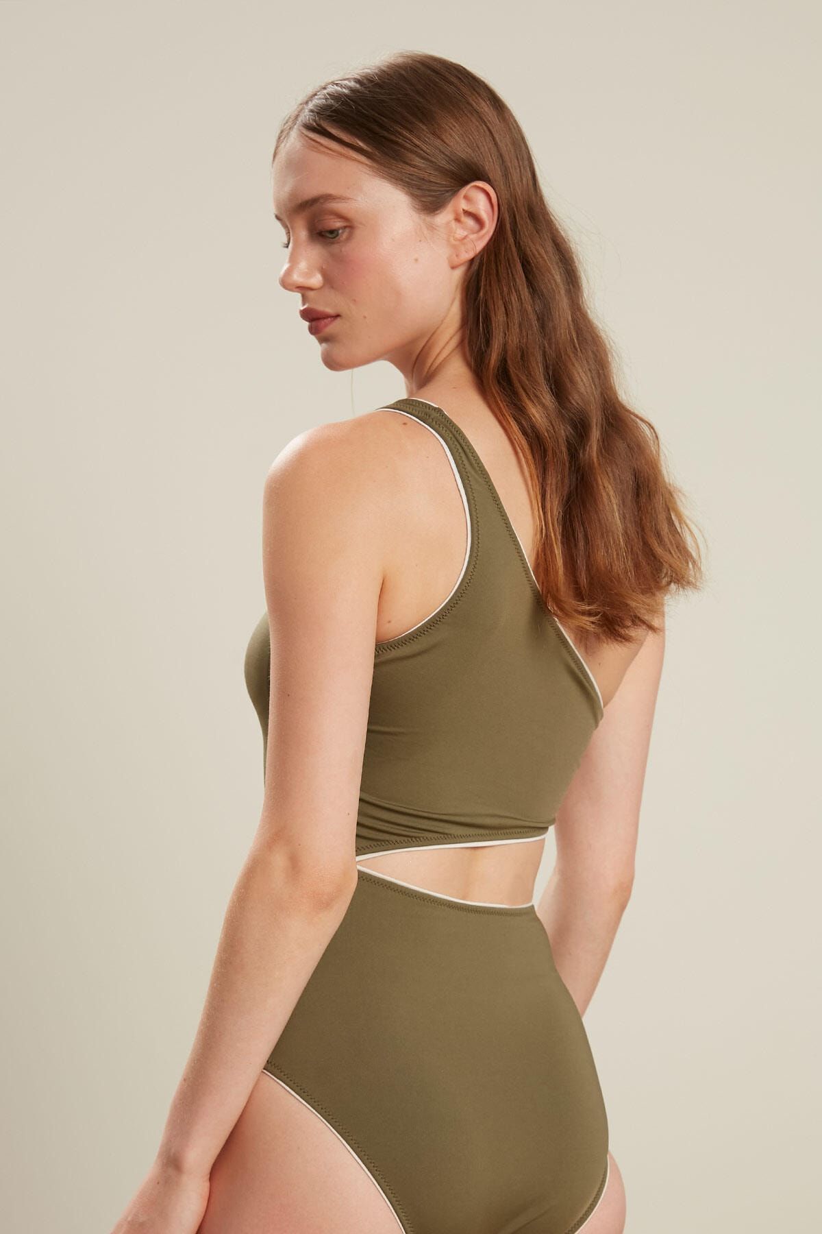 Manuka-TIPING DETAILED SWIMSUIT KHAKI 8
