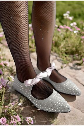 yabisago Taşlı Kadın Babet Gri