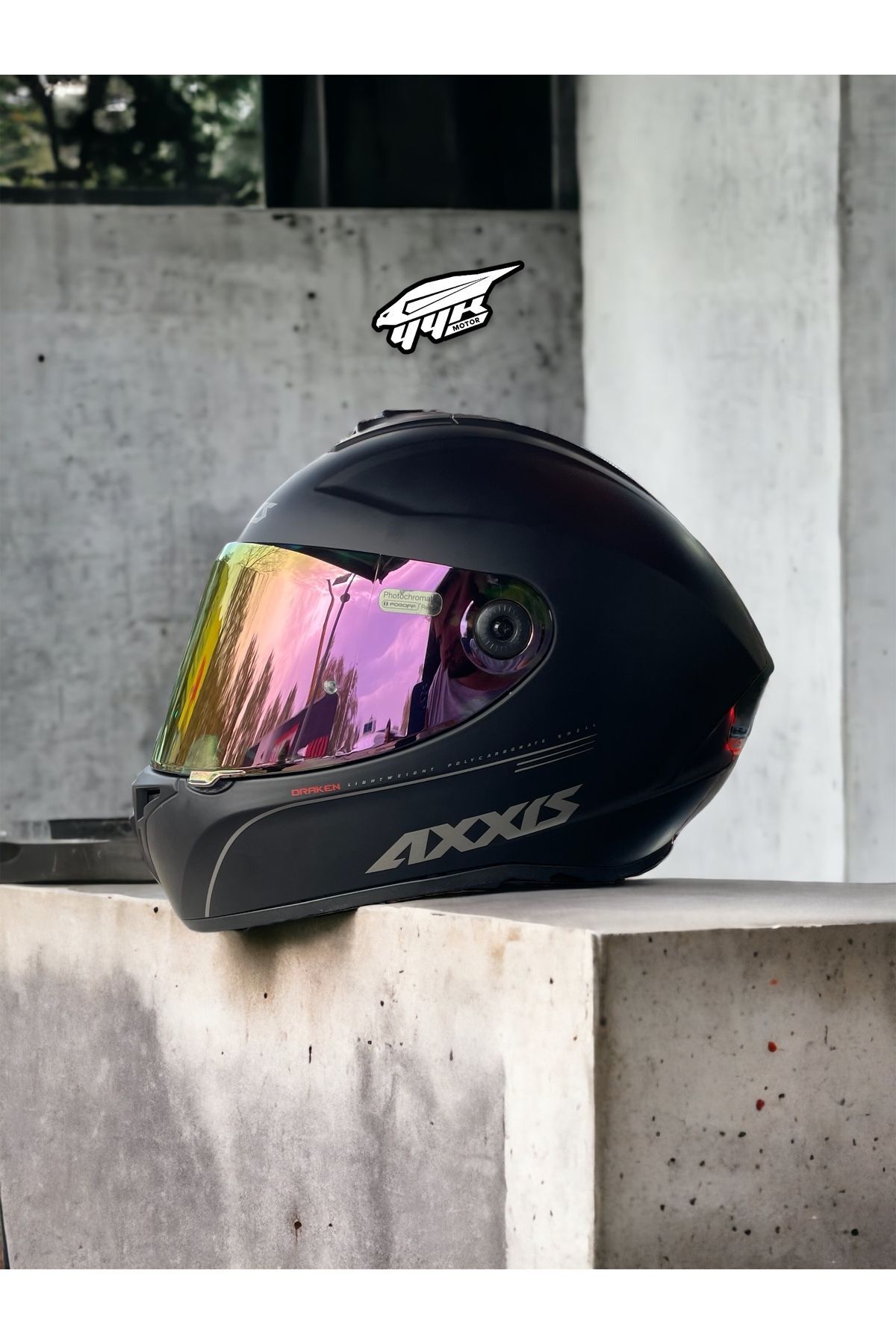 Axxis Draken Çift Vizörlü Mat Siyah Tam Kapalı Motosiklet Kaskı