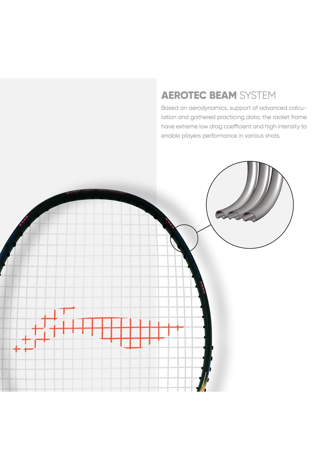 Li-Ning-Wind Lite 900 Carbon Fibre Strung Badminton Racket with Full Cover (Black/Gold) 3