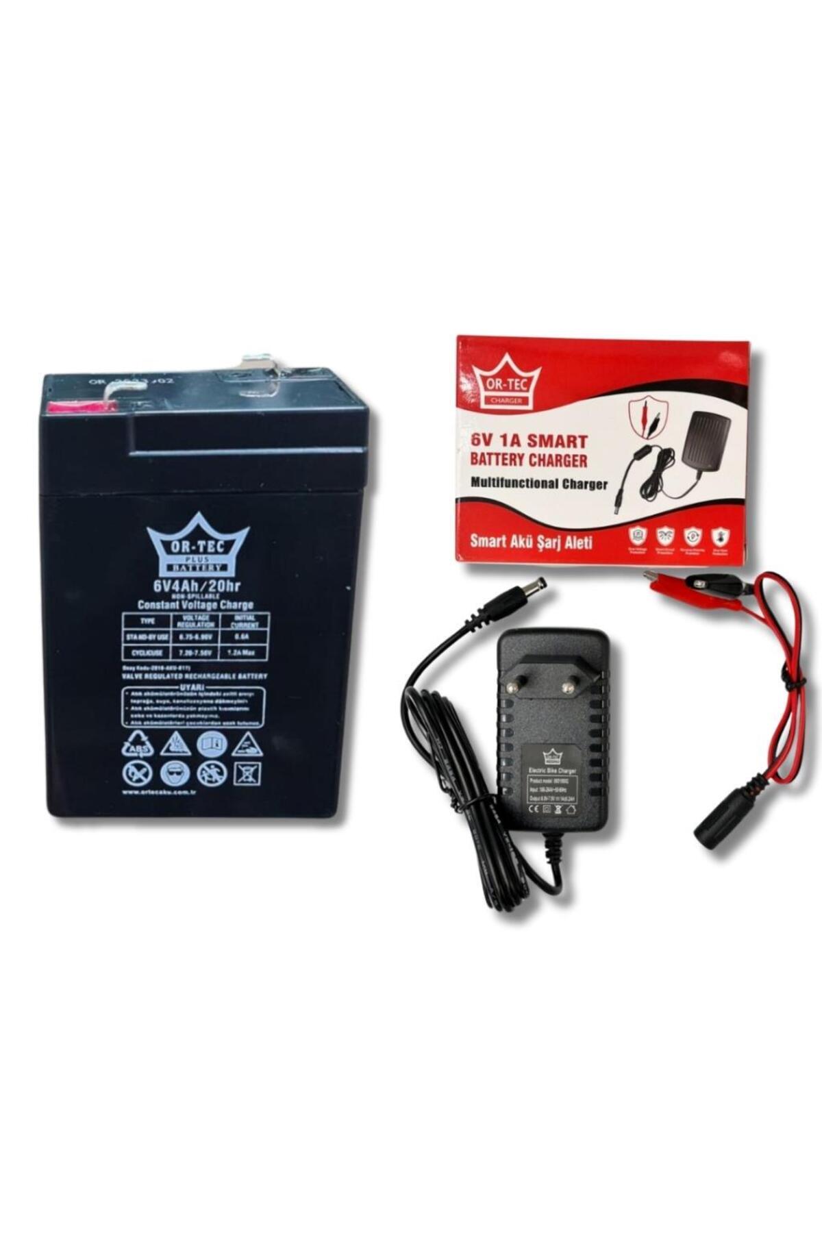 ORTEC 6V 4AH Kuru Bakımsız Akü - Ortec 6V 1A Şarj Aletli Set