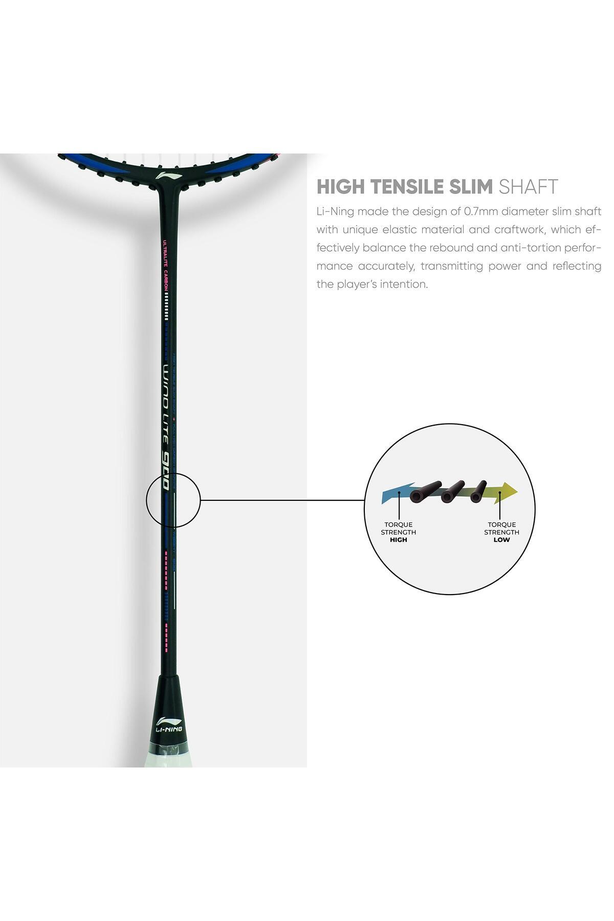 Li-Ning-Wind Lite 900 Carbon Fibre Strung Badminton Racket with Full Cover (Black/Gold) 2