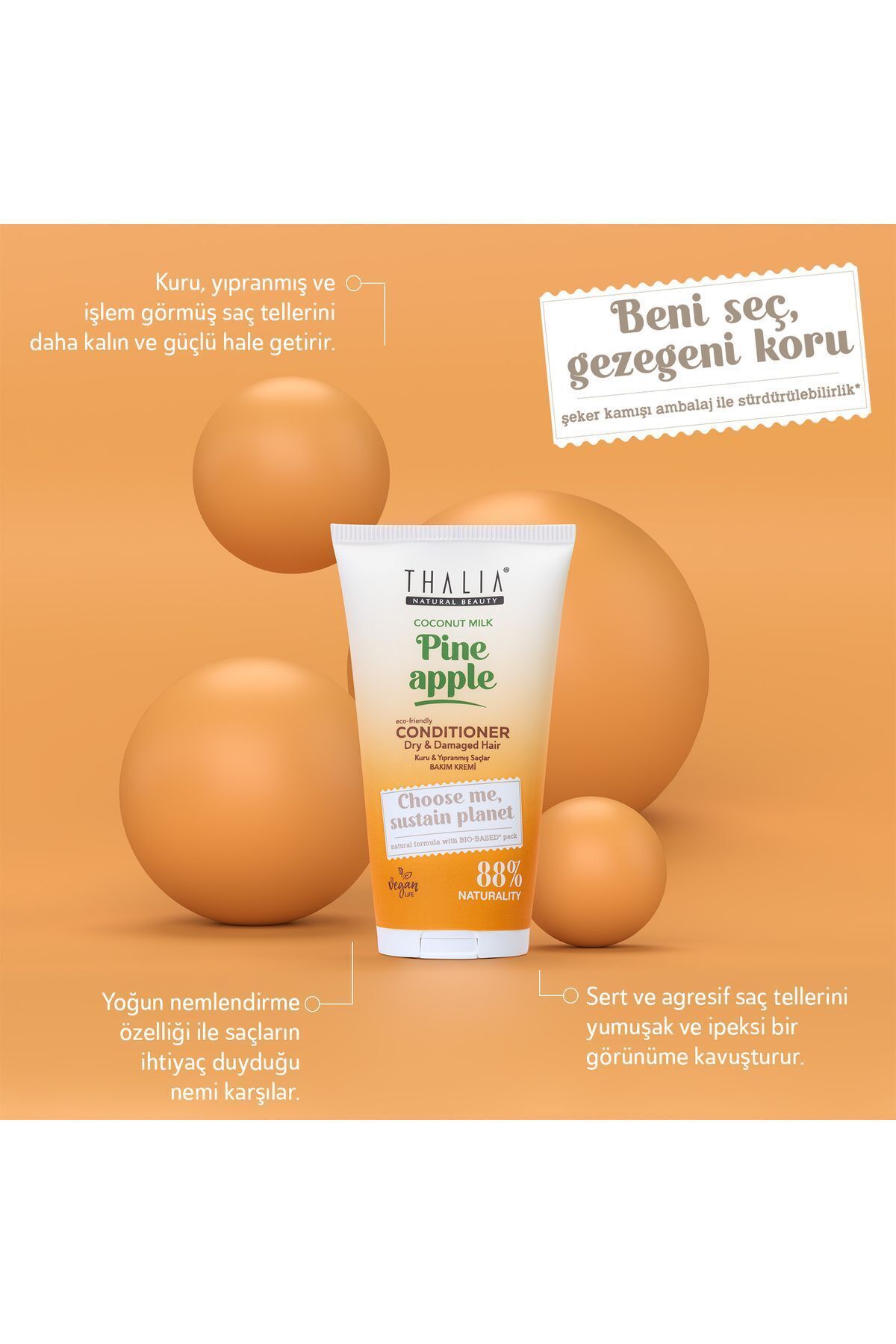 Ananas & Coconut Özlü Kuru & Yıpranmış Saçlara Özel Saç Kremi 150ml — 1.1.THA.20581 — تصویر 3 از 5
