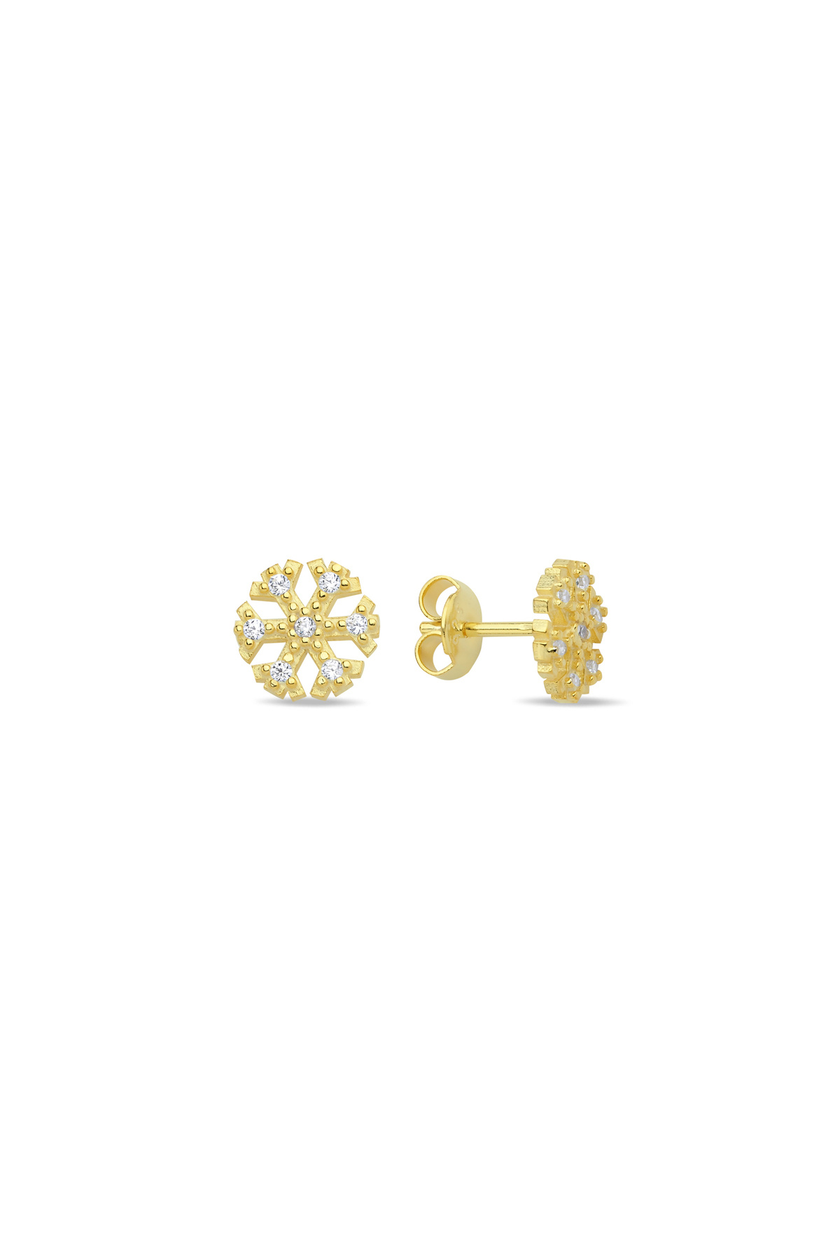 925 Ayar Gümüş Gold Kaplama Minimal Kartanesi Küpe