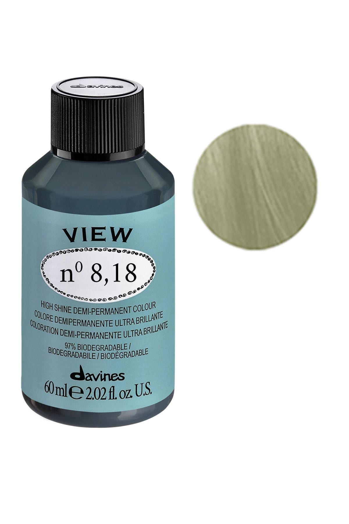 مشاهده رنگ موی نیمه دائمی 60 میلی لیتر - 8.18 بلوند تیره خاکستر سبز 8004608260073 Davines