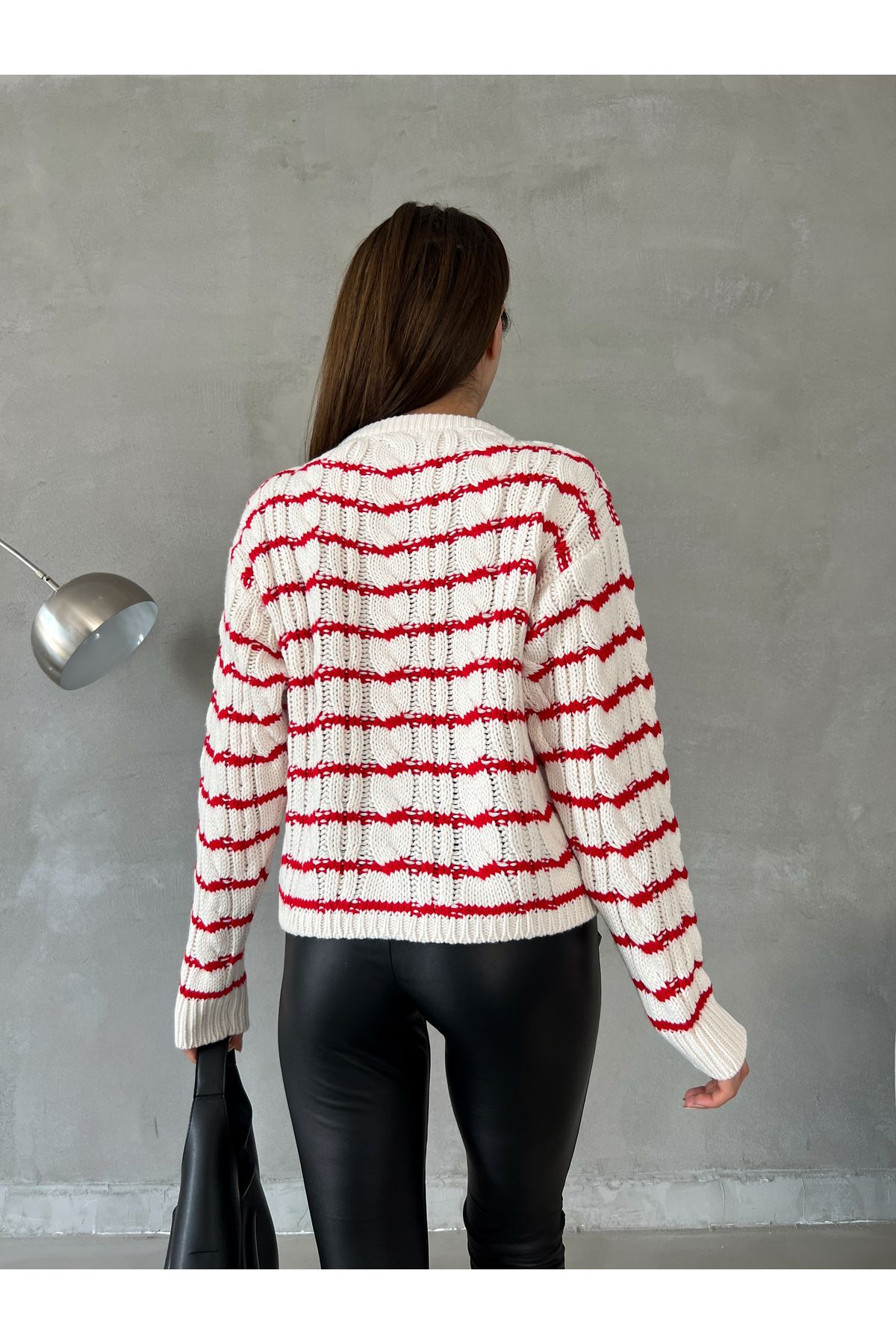 Elilook-Gold Buttoned Striped Women's Cardigan - Reverse Knit 4