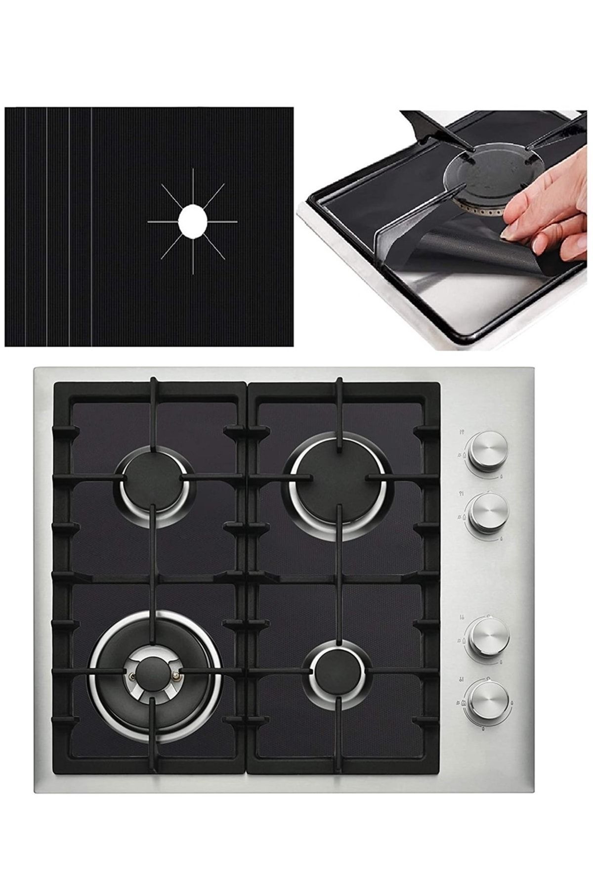 Bymarka Yıkanabilir Ocak Koruyucu & Siyah (4 Adet)