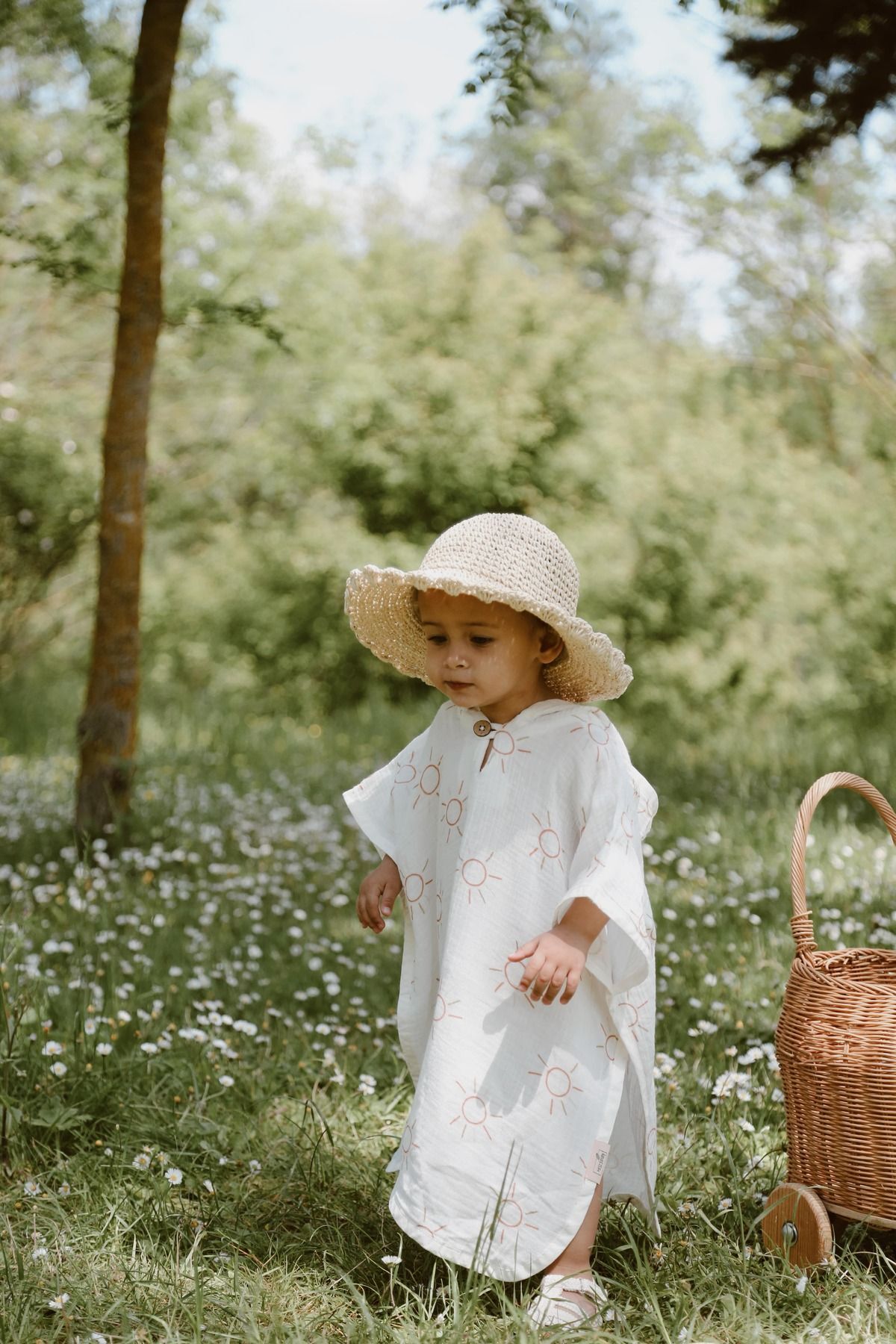 MELLS BABY Organik %100 Pamuk Müslin Kapşonlu Plaj Çocuk Bebek Panço Bornoz Banyo Havlu fotoğrafı 5 (önizleme)