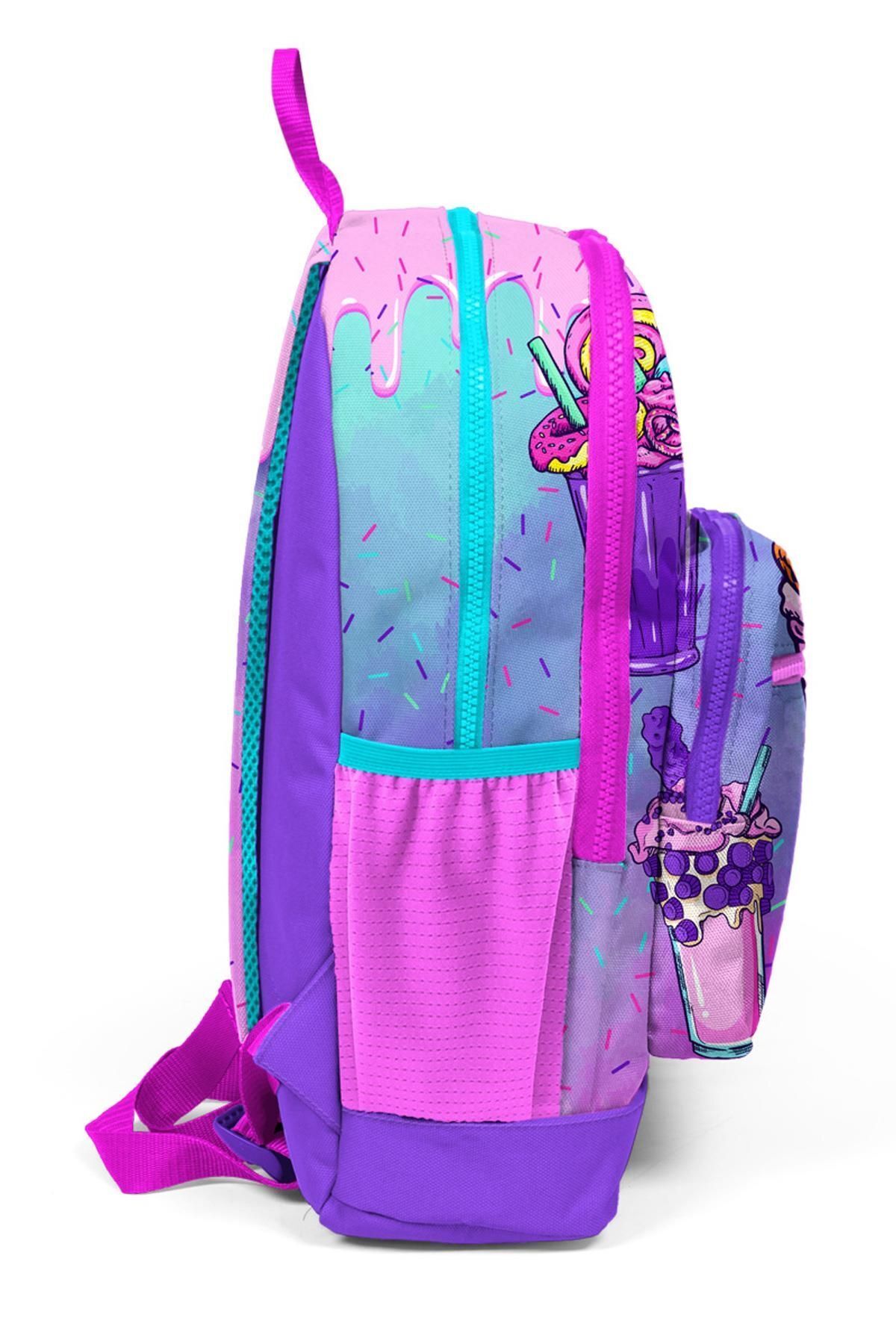 Yaygan-Coral High Kids 3-piece School Bag - Pink, Purple, Milkshake Ice Cream Patterned Set 0123749 4